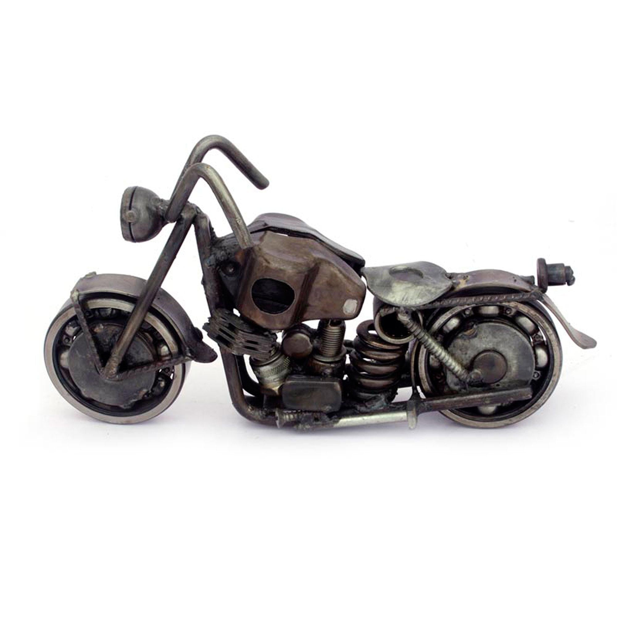 Premium Rustic Motorbike Sculpture - Handcrafted from Recycled Auto Parts