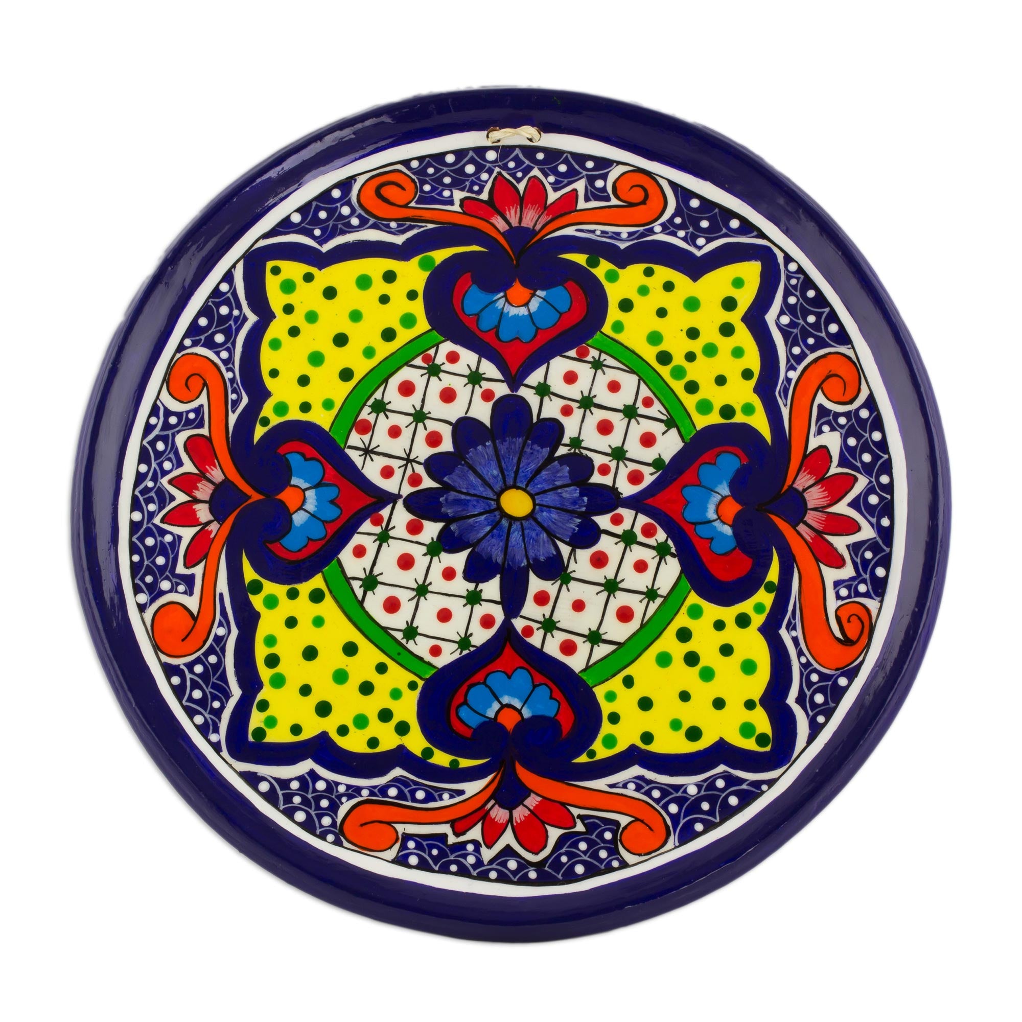 Premium Floral Enchantment Ceramic Wall Plate – Handcrafted in Guatemala