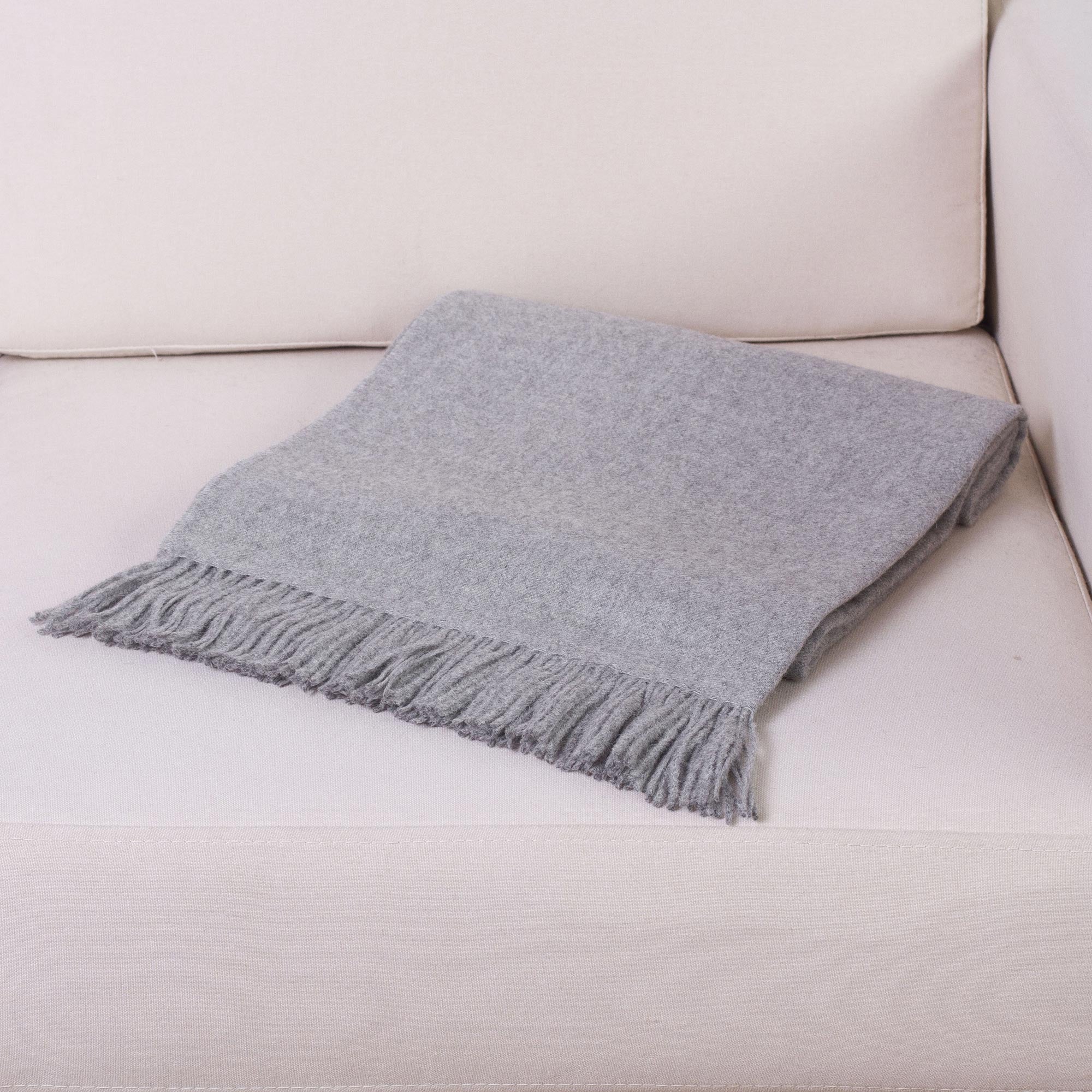 Premium Ultra-Soft Alpaca Wool Throw Blanket - Light Gray