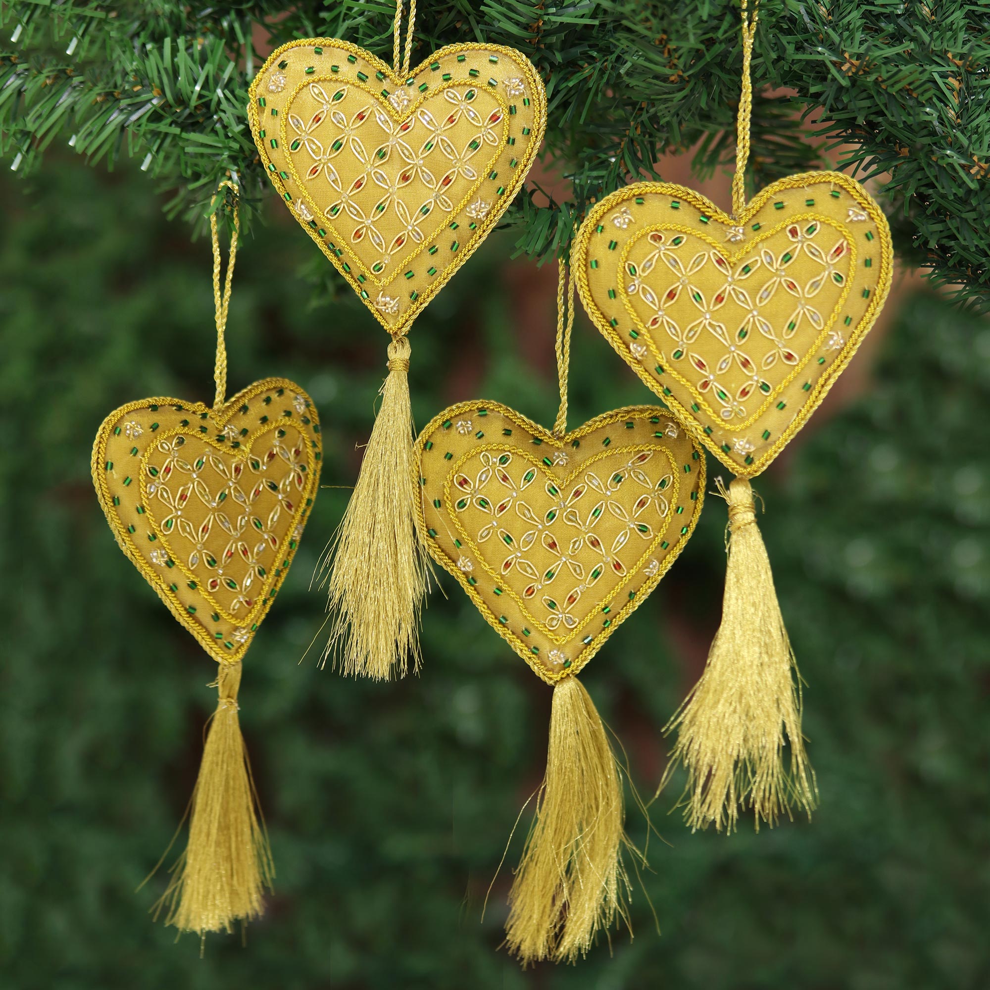 Premium Heart of the Holiday Beaded Ornament Set