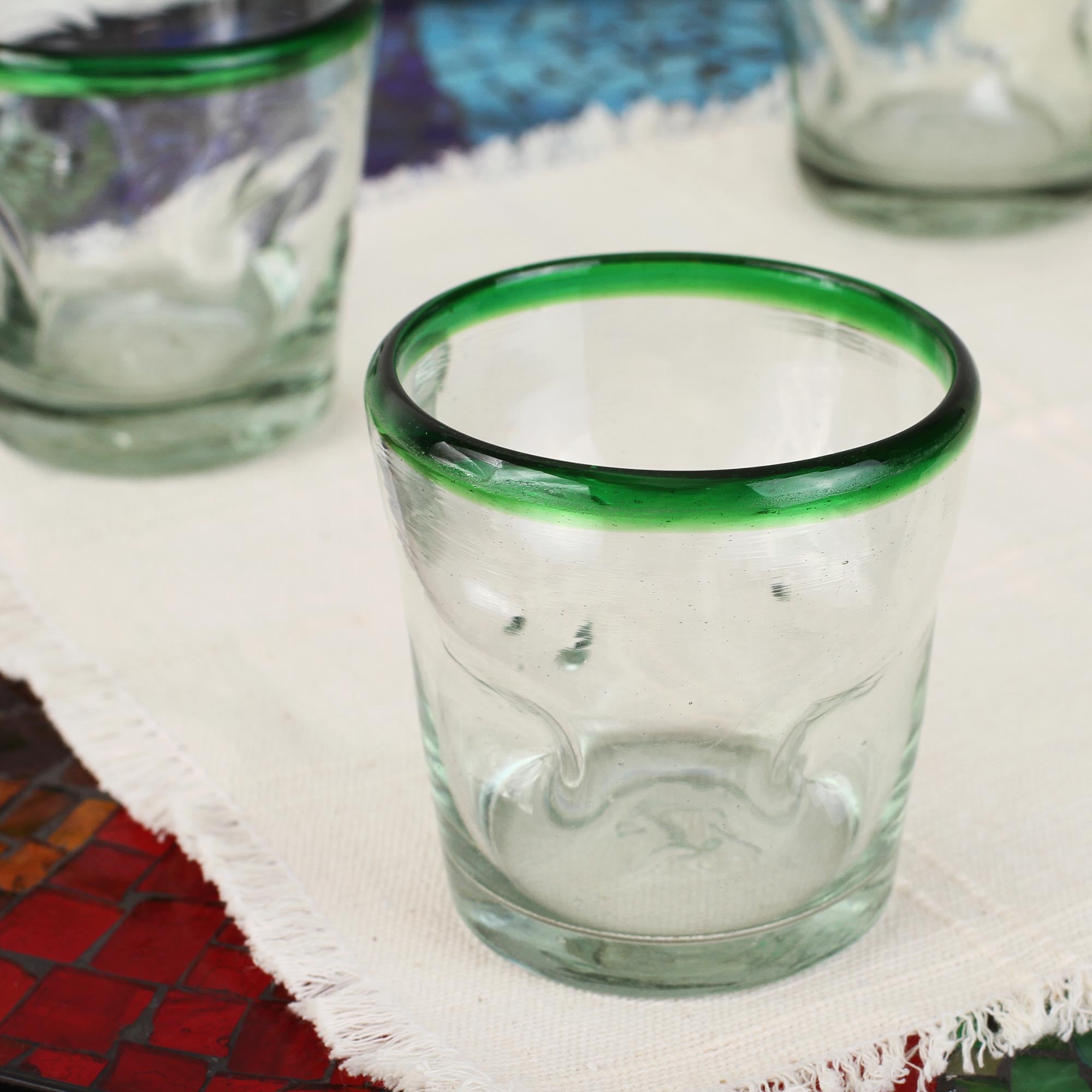 Premium Lime Freeze Recycled Glass Tumbler Set - Handcrafted Elegance