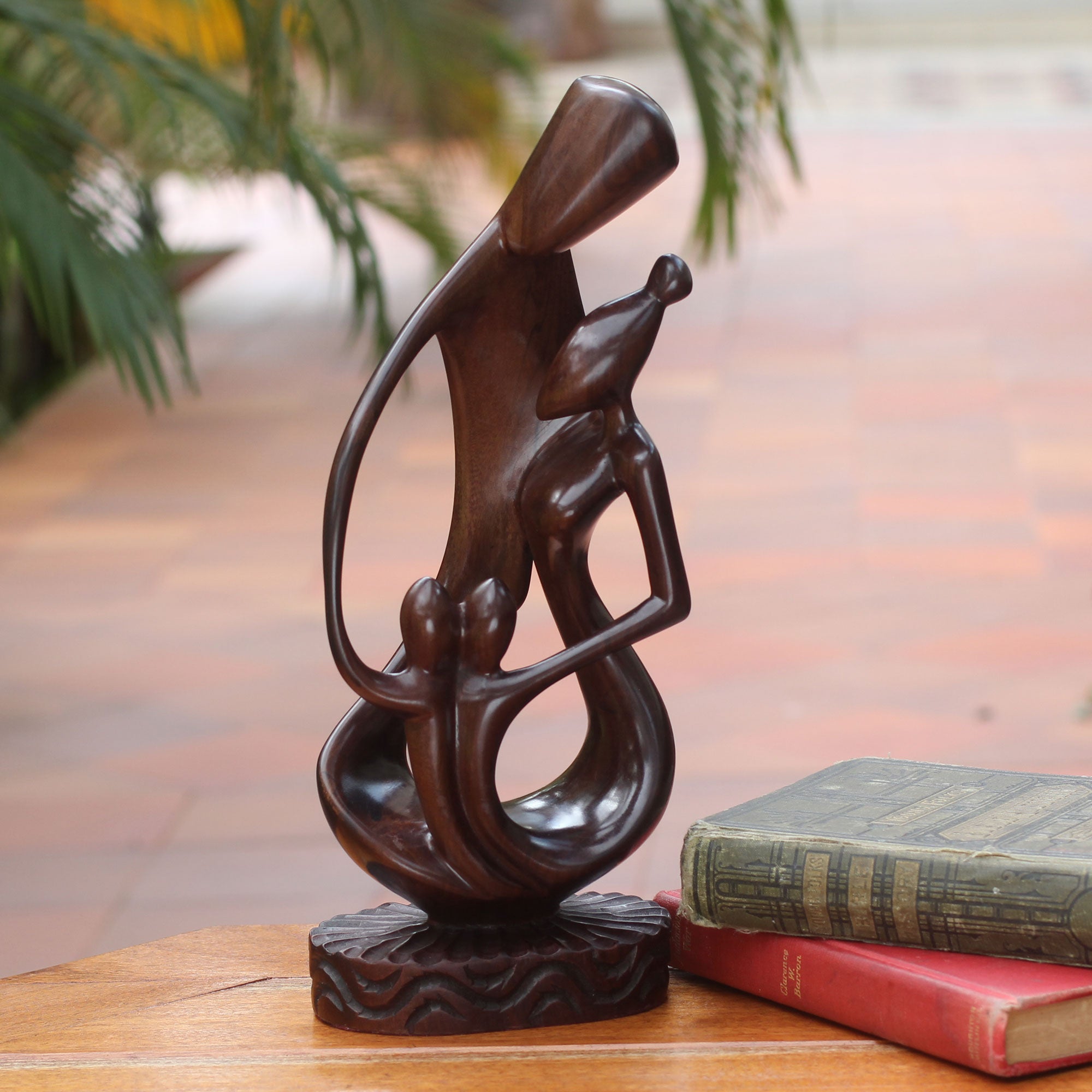 Premium African Family of Four Wood Sculpture - Handcrafted Ebony Art