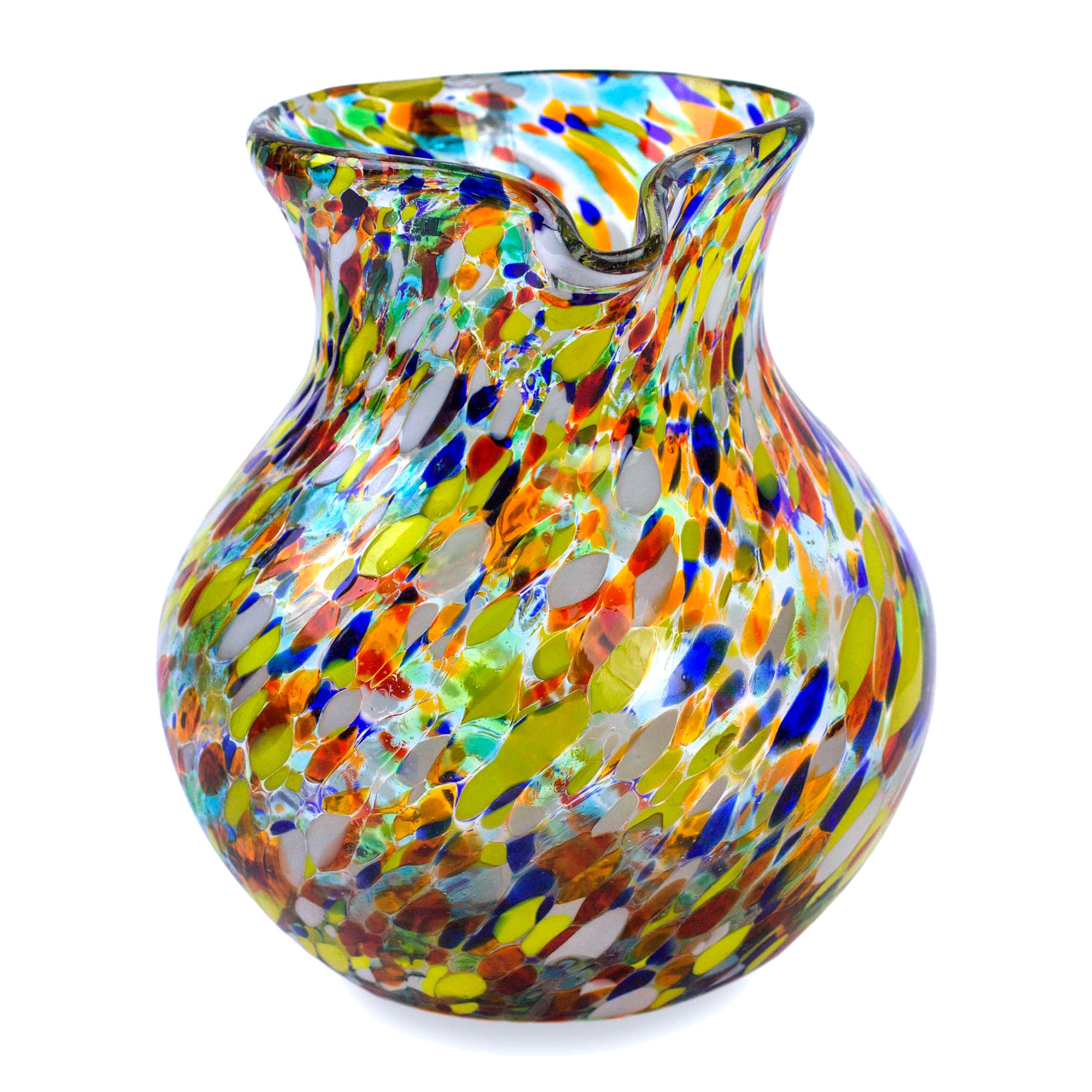 Premium Handcrafted Confetti Glass Pitcher - 71 Oz Multicolor Mexican Artisan Design