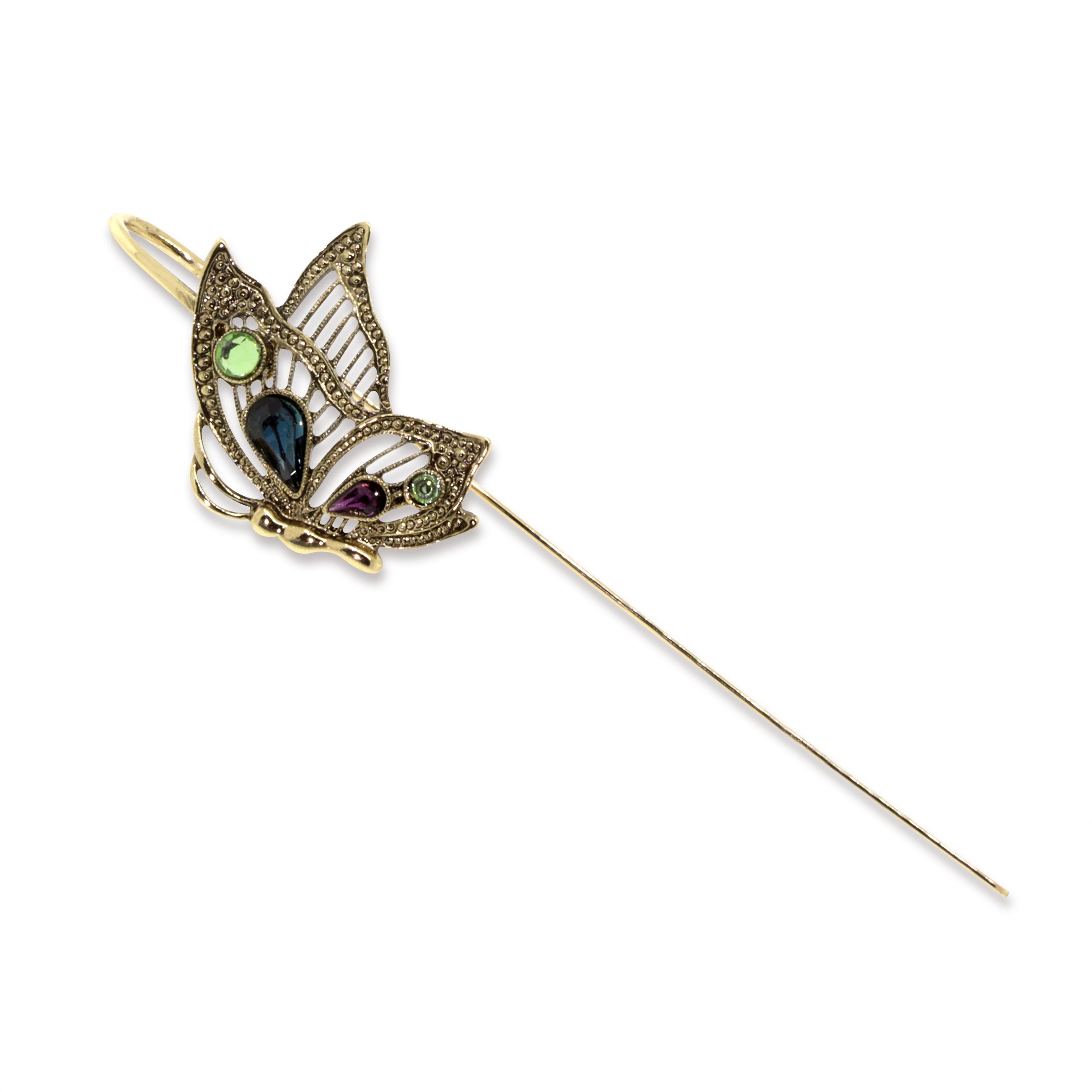 Premium 1928 Jewelry Gold-Tone Blue & Green Crystal Butterfly Bookmark