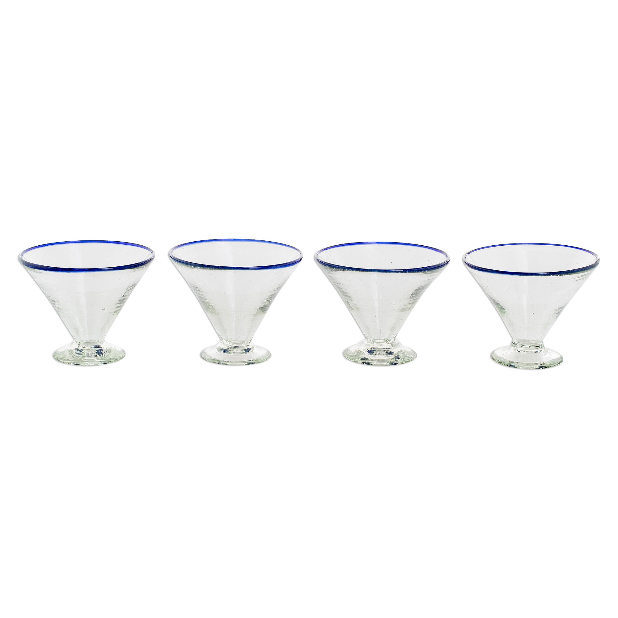 Premium Ocean Rim Recycled Glass Martini Glasses - Eco-Friendly Set of 4