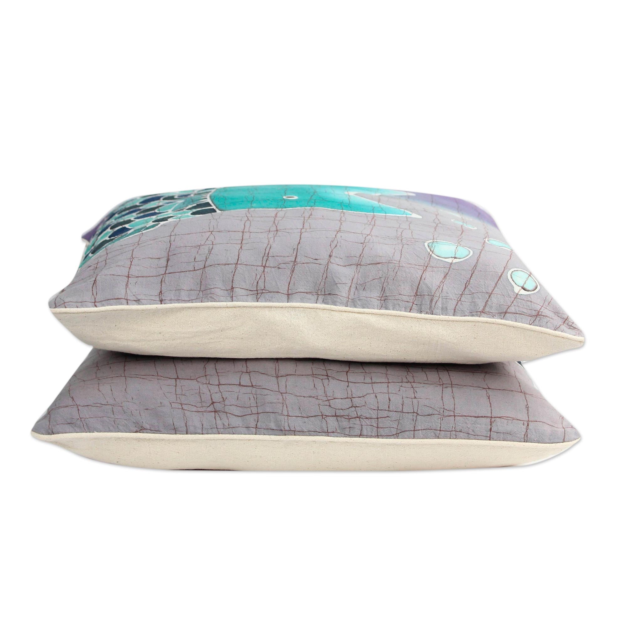 Premium Handmade Thai Koi Fish Batik Cushion Covers (Set of 2)