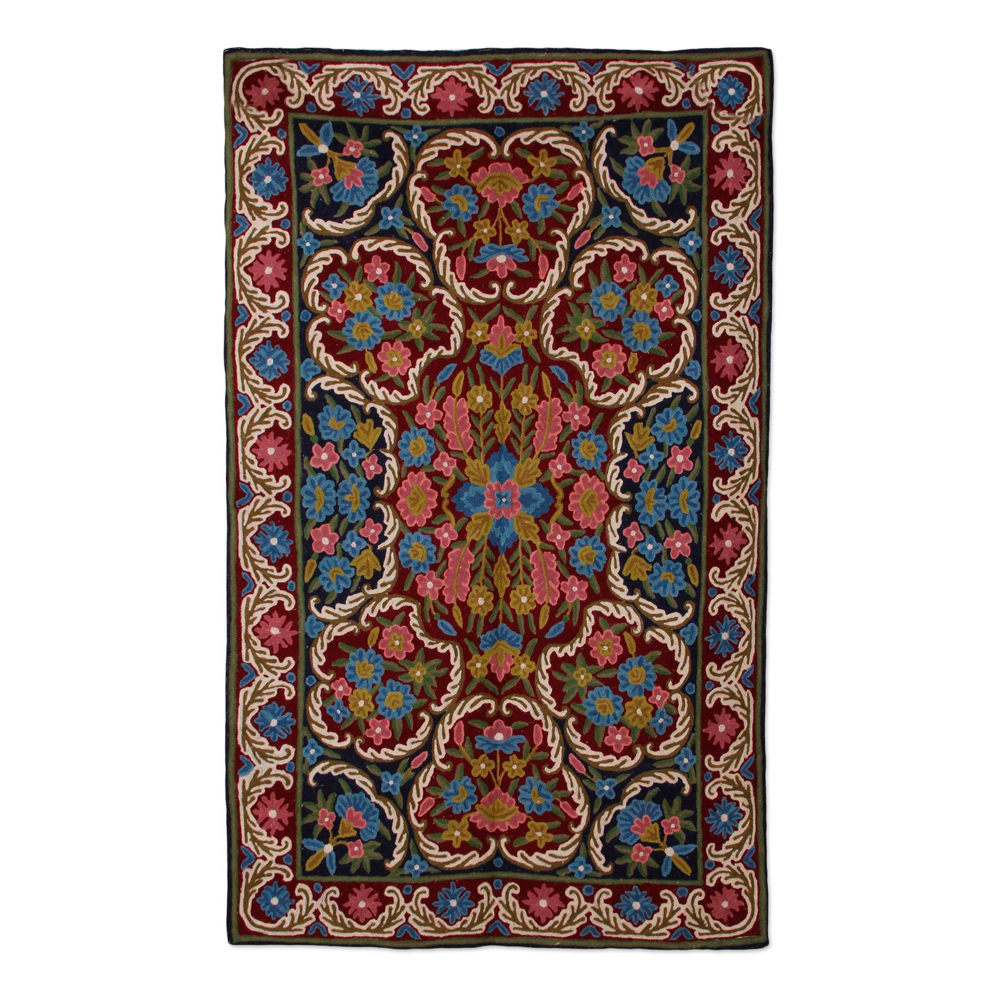 Premium Handmade Floral Wool Rug - Kashmir Festival II (3x5)