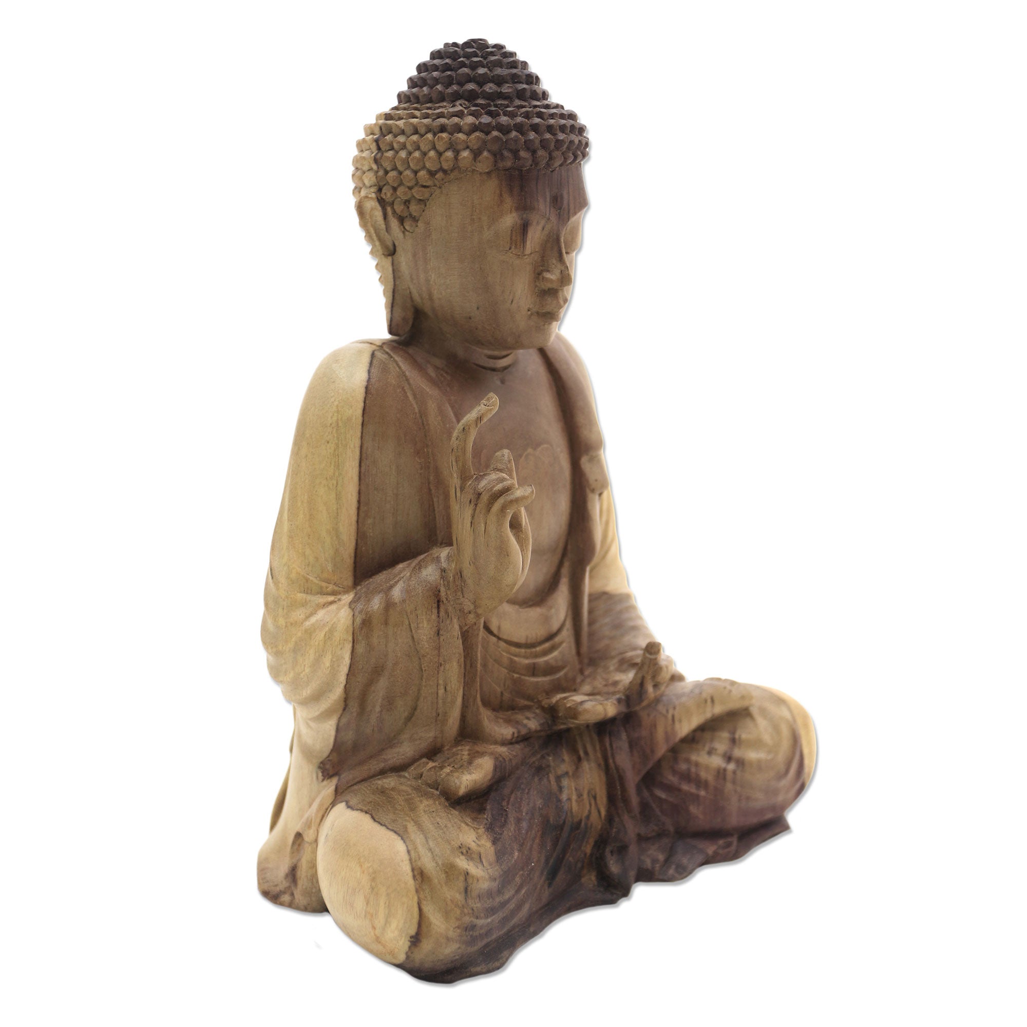 Premium Hand-Carved Hibiscus Wood Buddha Sculpture - 'Semedi' from Indonesia