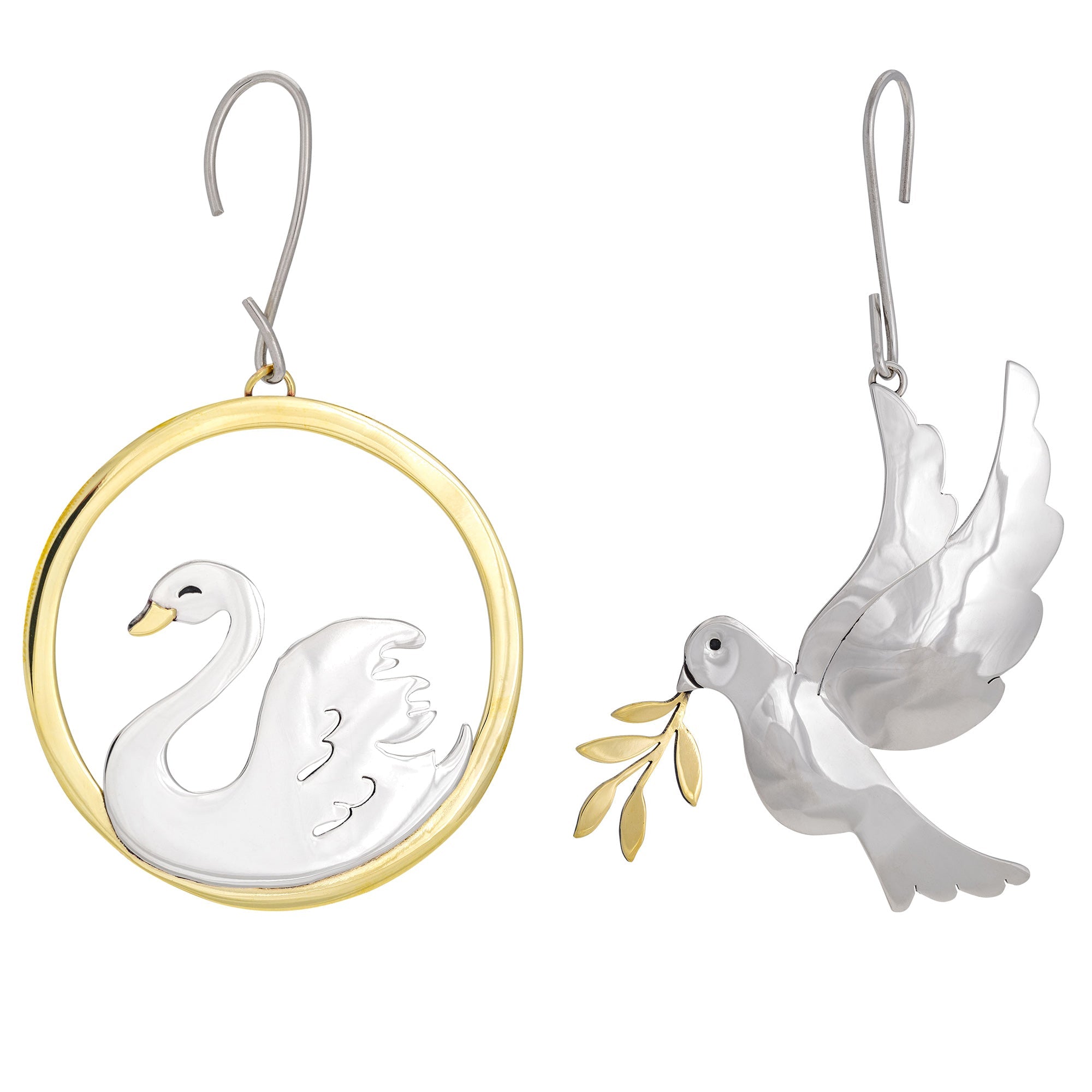 Premium Mixed Metals Bird Ornament - Handcrafted Holiday Charm