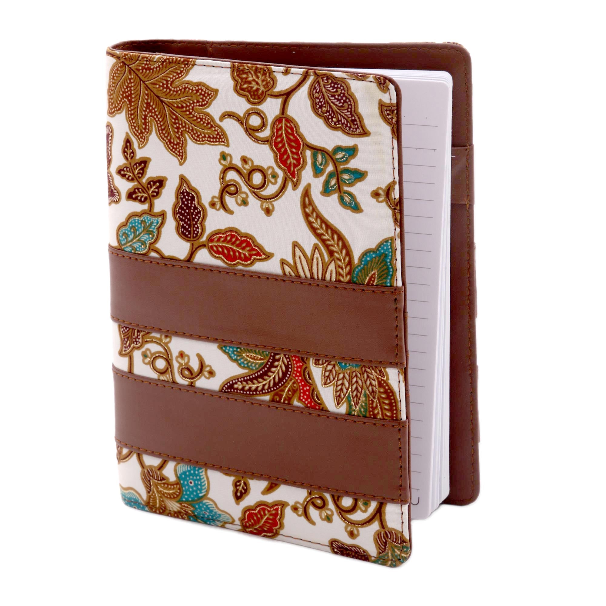 Premium Brown Faux Leather & Cotton Leaf Print 50-Page Planner - Ultimate Organizer