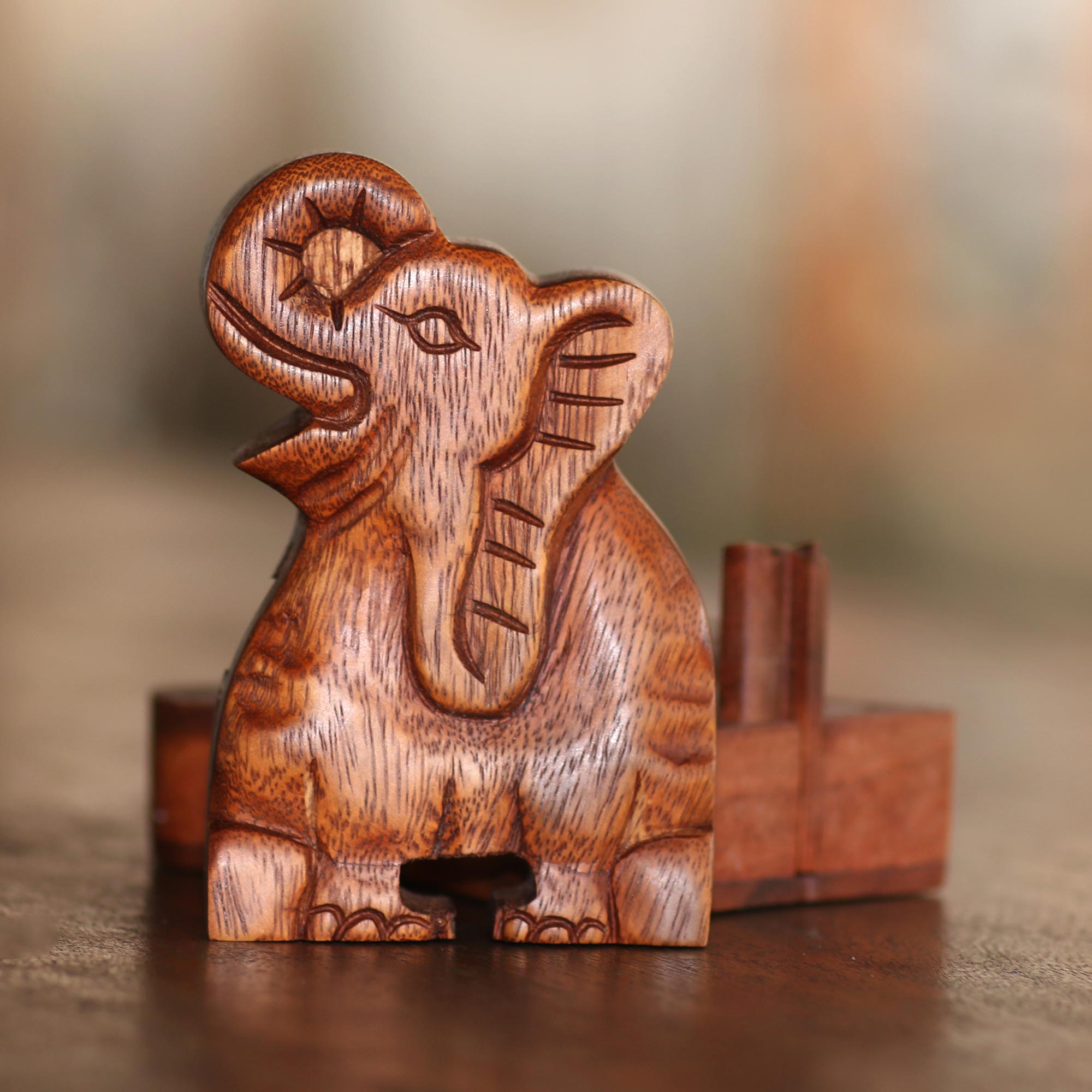 Premium Elephant Secret Puzzle Box - Handcrafted Suar Wood Treasure Chest