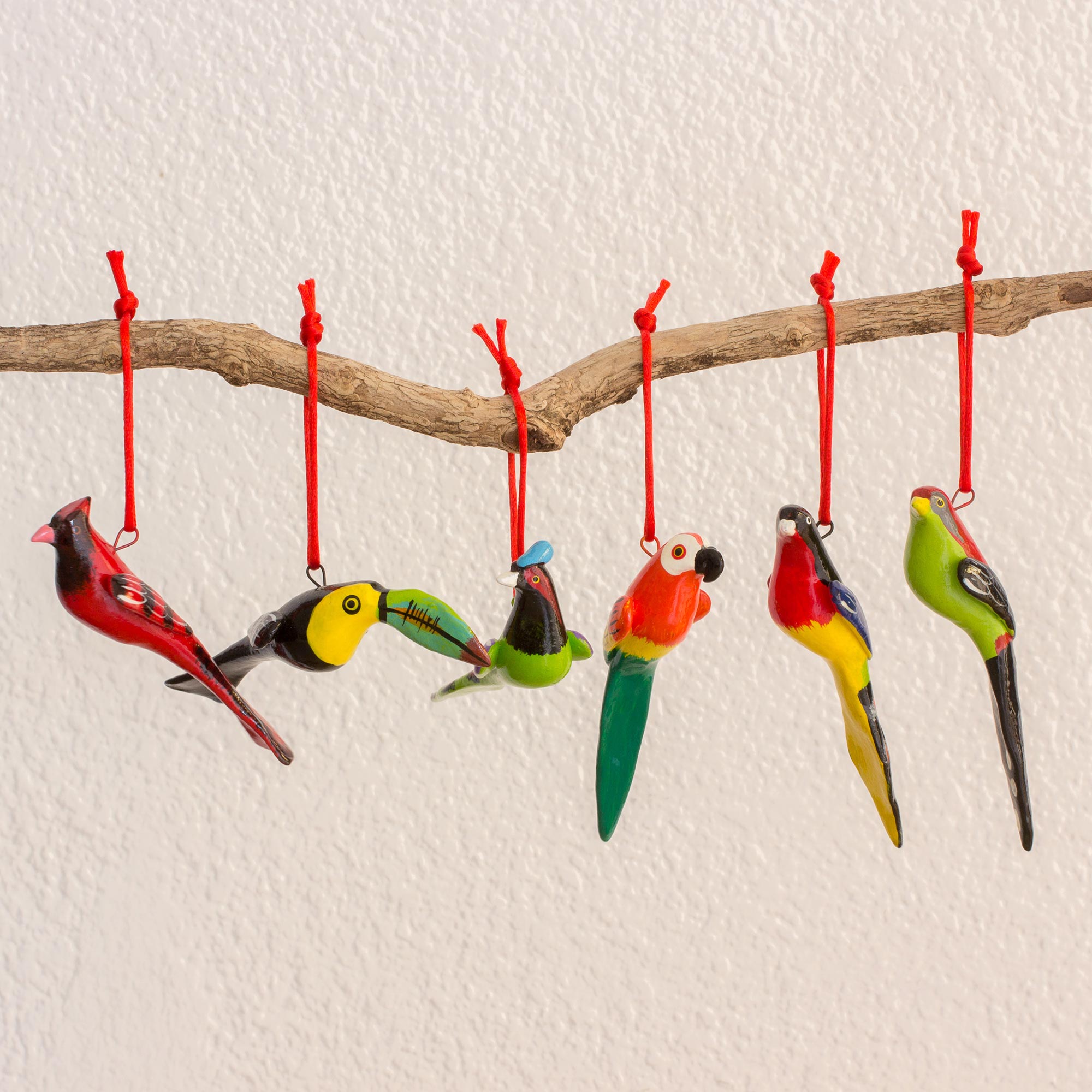 Premium Handmade Forest Birds Hanging Ornaments - Set of 6