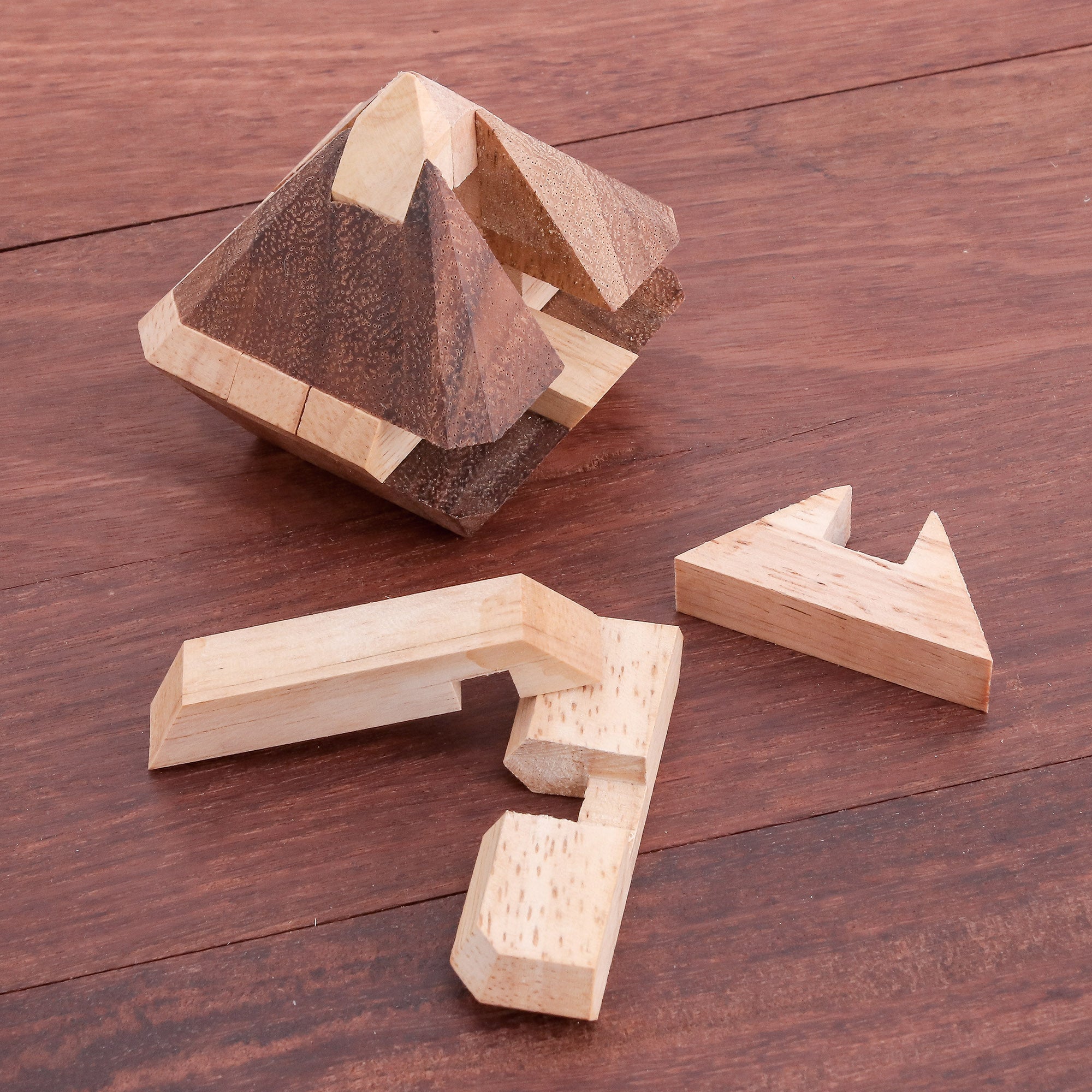 Premium Diamond-Shaped Raintree Wood Puzzle - Handcrafted in Thailand