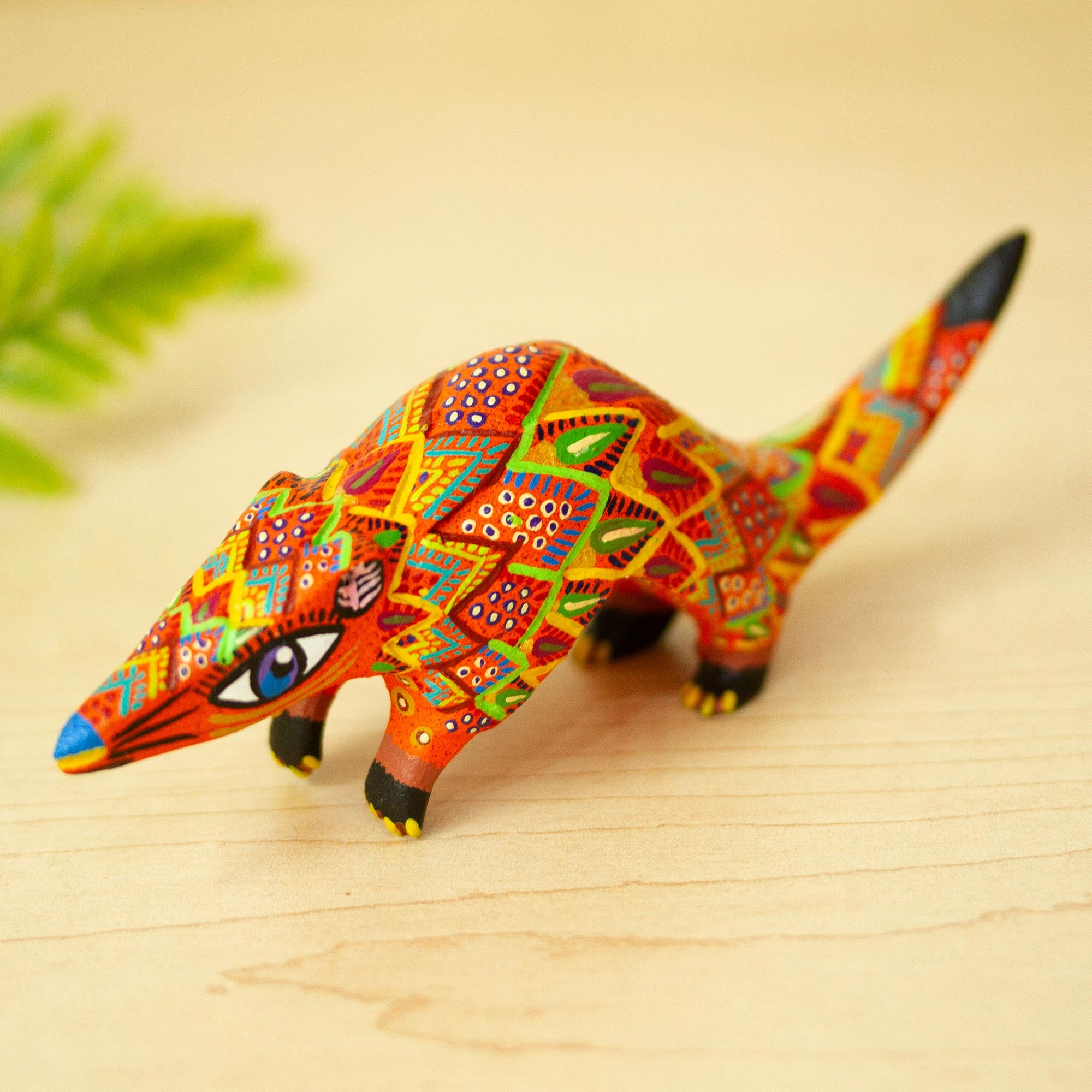 Premium Hand-Crafted Rainbow Pangolin Alebrije - Mexican Copal Wood Art