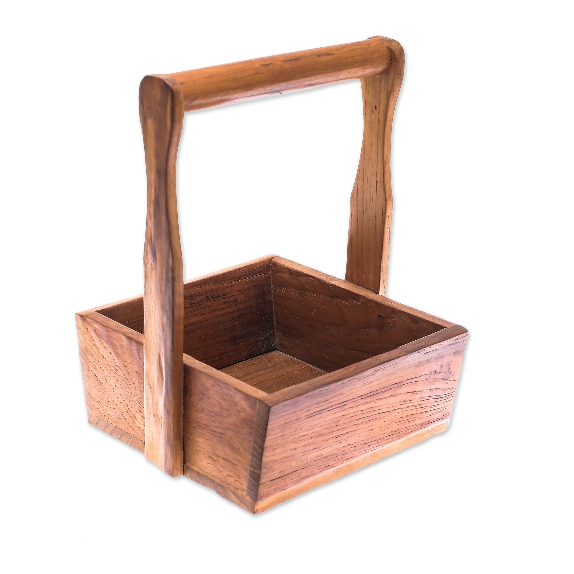 Premium Handcrafted Teak Wood Basket - Artisan Thai Design