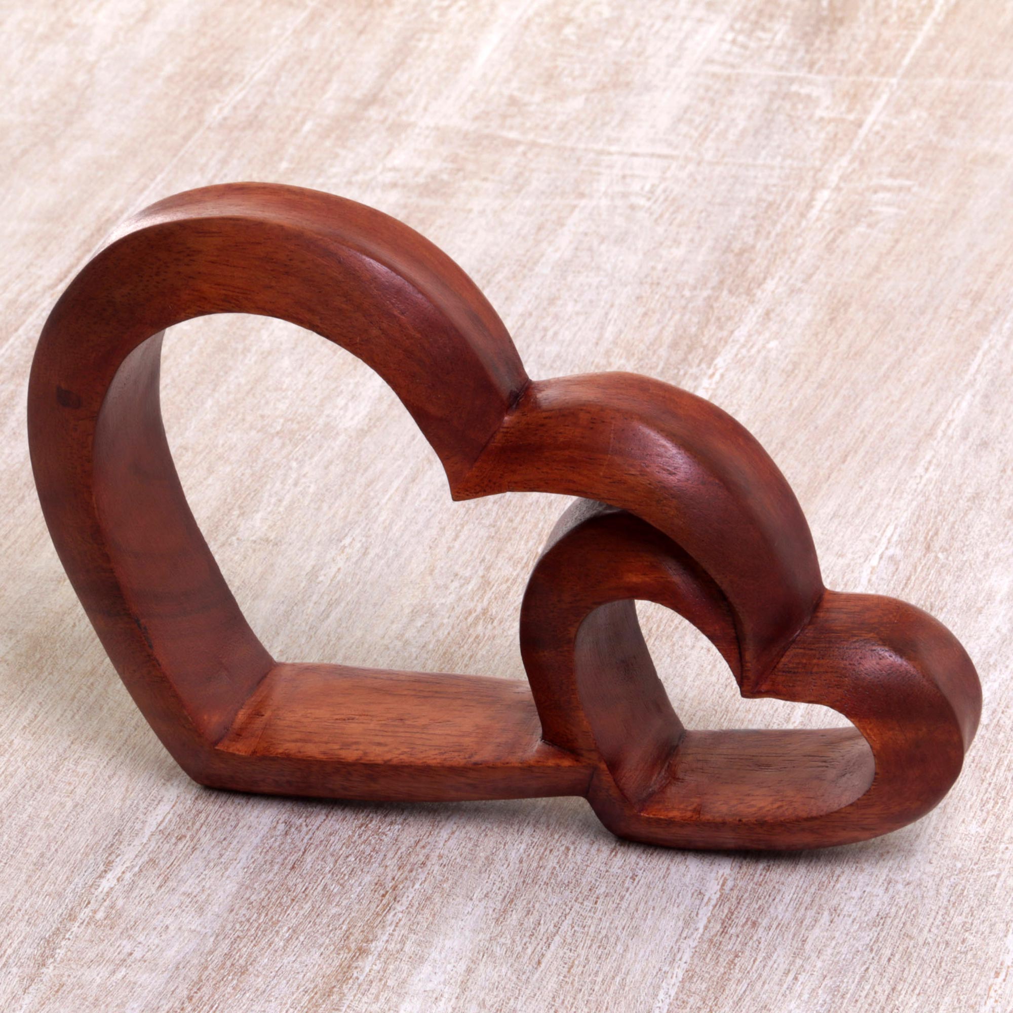 Premium Warm Hearts Wood Sculpture - Handcrafted Love Expression