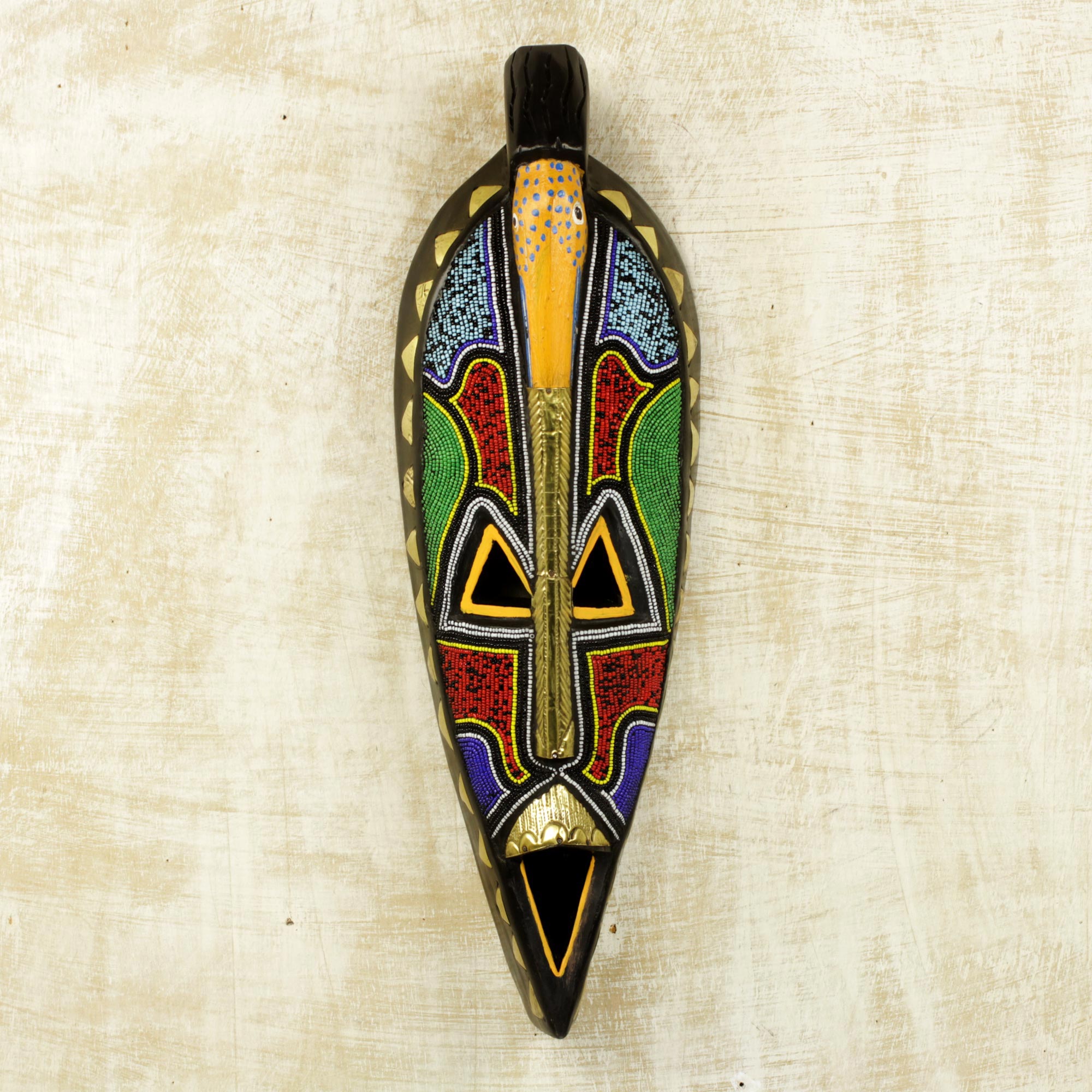 Premium Multicolor Owl Wall Mask - Handcrafted African Artisan Decor