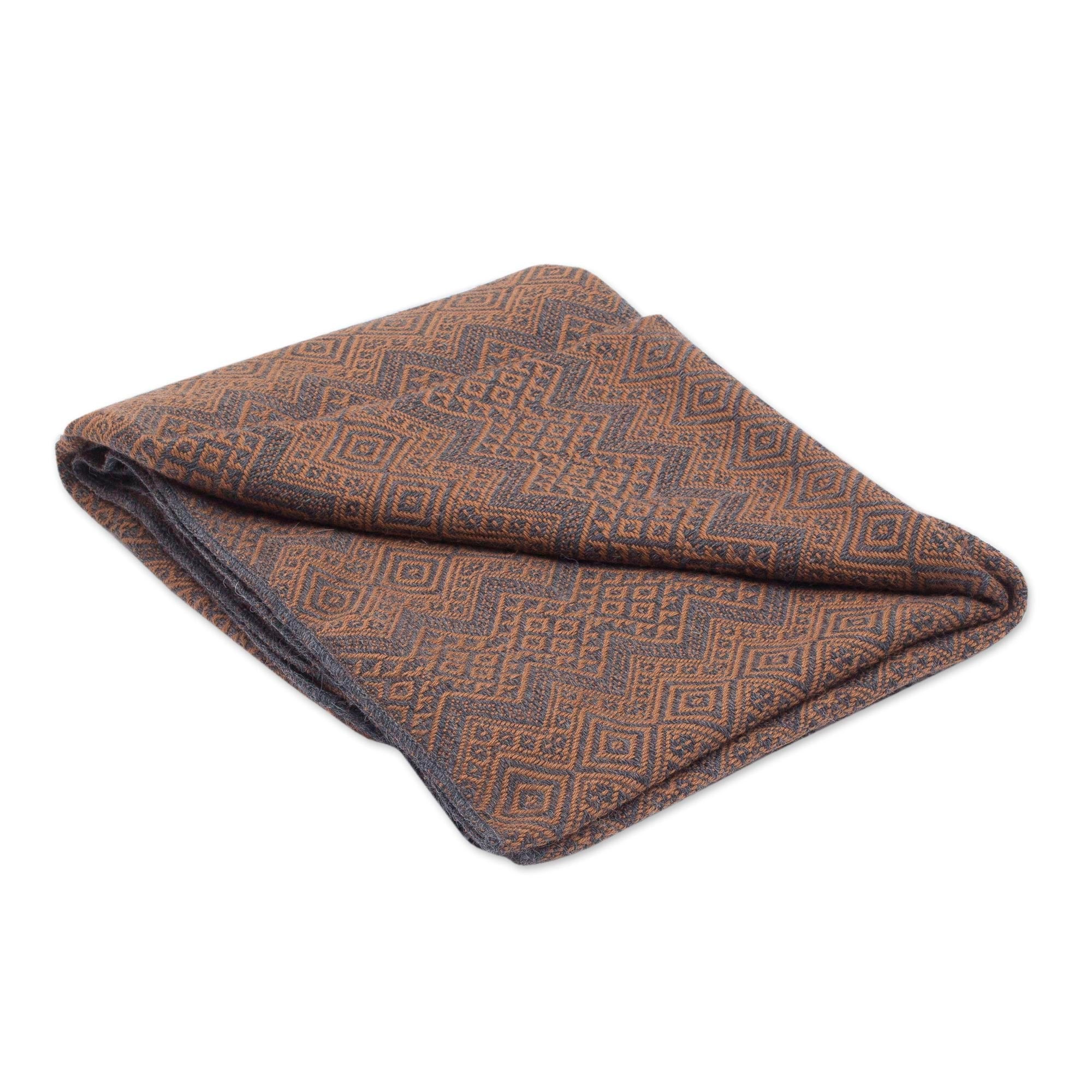 Premium Diamond Embrace Throw Blanket - Luxurious Slate & Spice Design