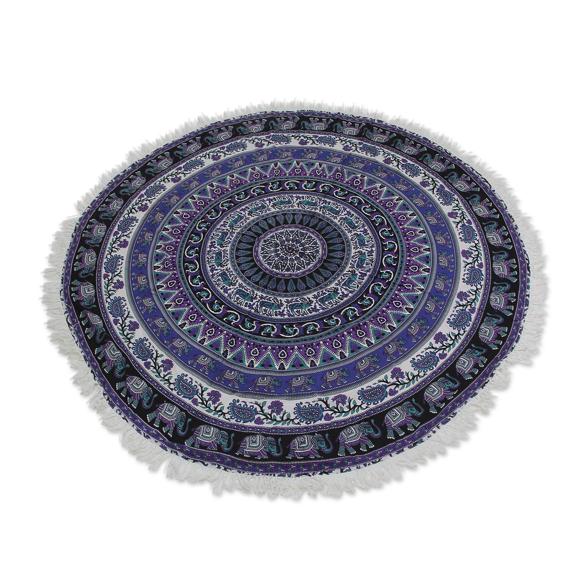 Premium Indian Cotton Mandala Roundie - Elephant & Floral Design