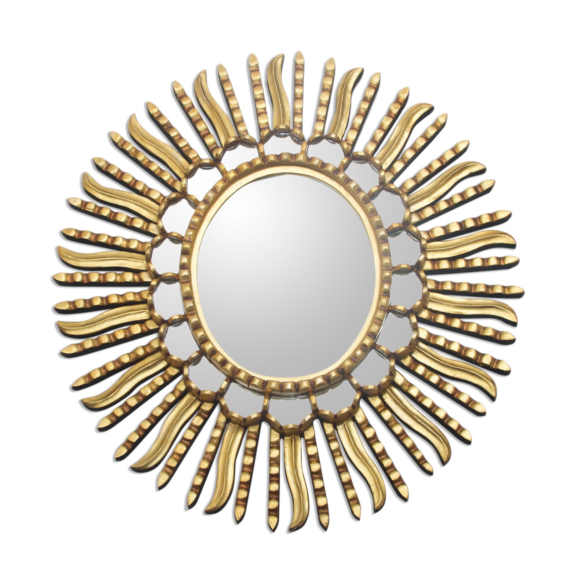 Premium Winter Sunburst Starburst Bronze Leaf Mirror - Handcrafted in Peru
