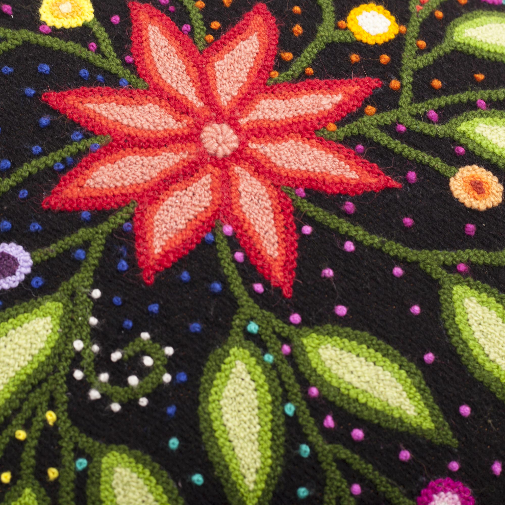 Premium Dark Garden Floral Embroidered Wool Cushion Cover – Handcrafted in Peru