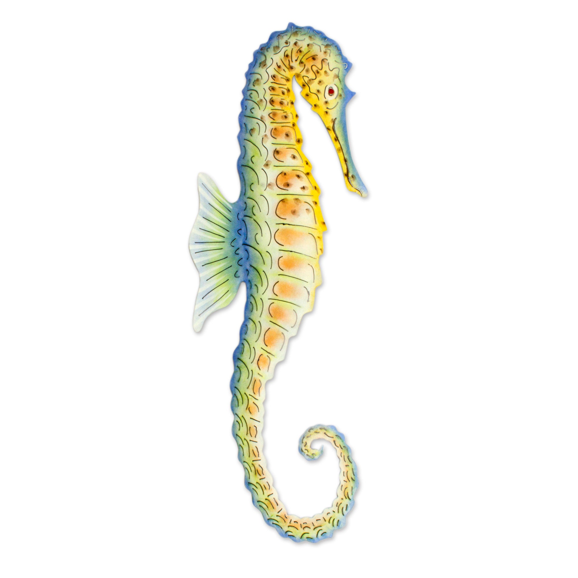 Premium Hand-Painted Steel Seahorse Wall Sculpture – Mexican Ocean Art
