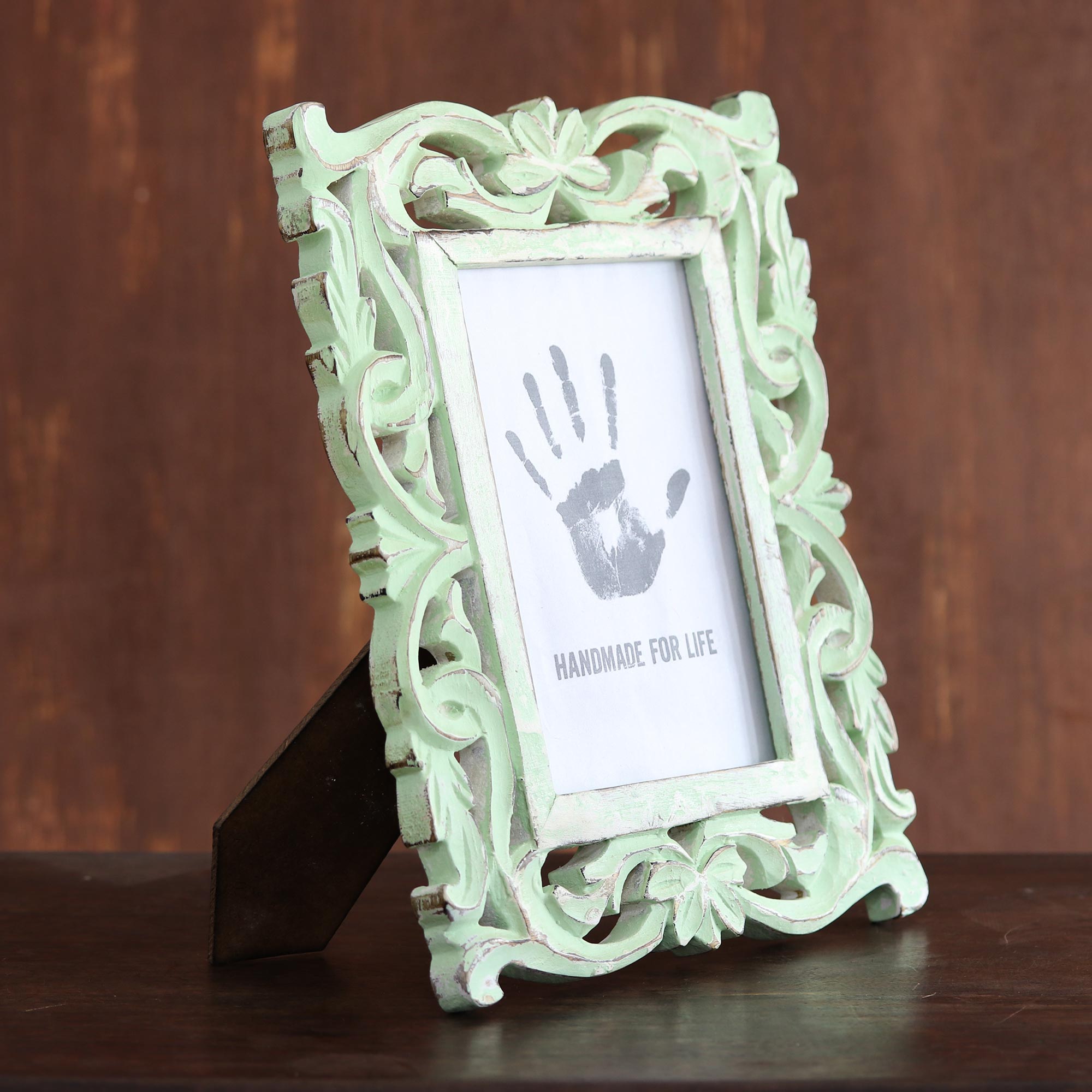Premium Sage Green Vintage Mango Wood Photo Frame 5x7 - Handcrafted Elegance