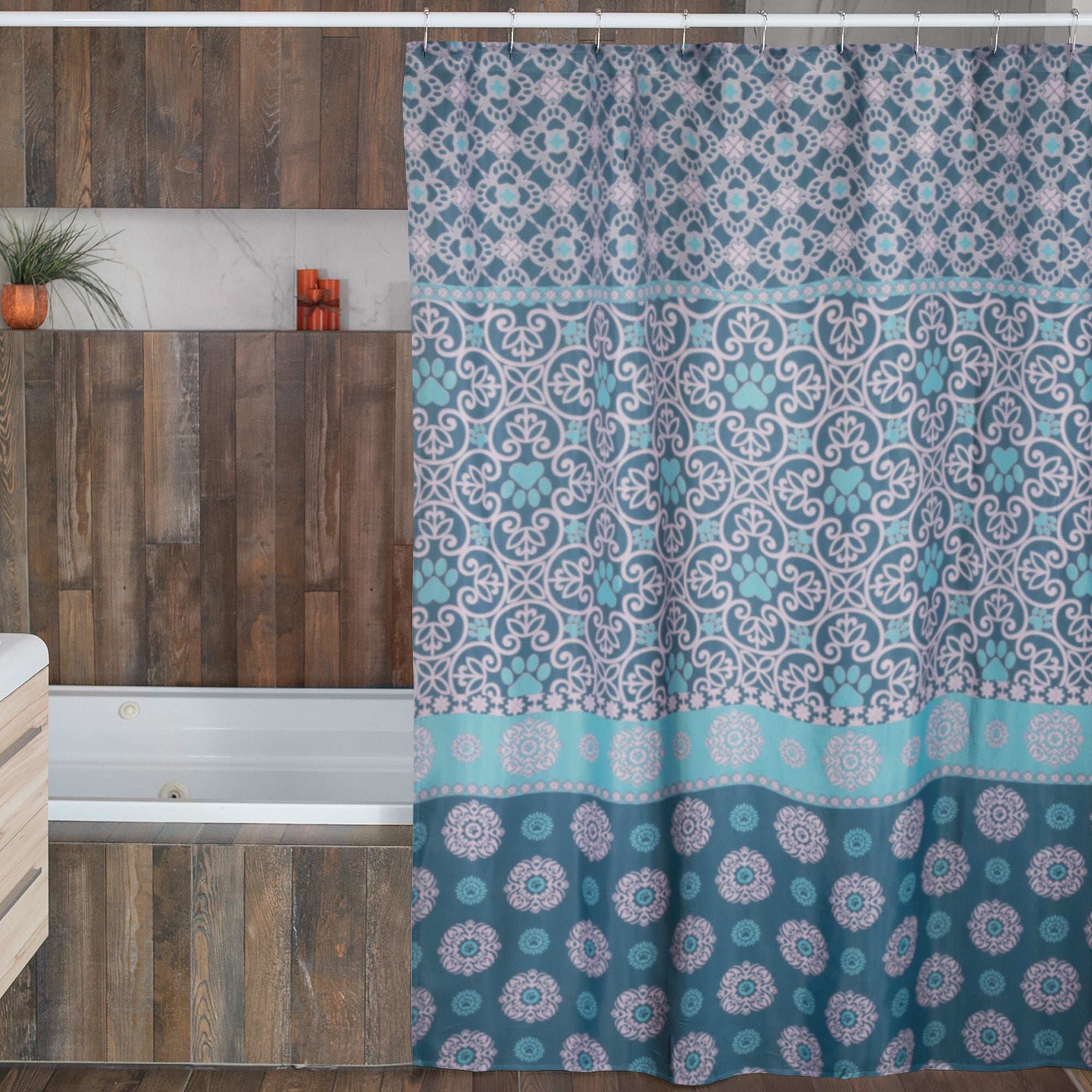 Premium Animal Lover's Shower Curtain Set with 12 Hooks - Upgrade Your Bathroom Decor