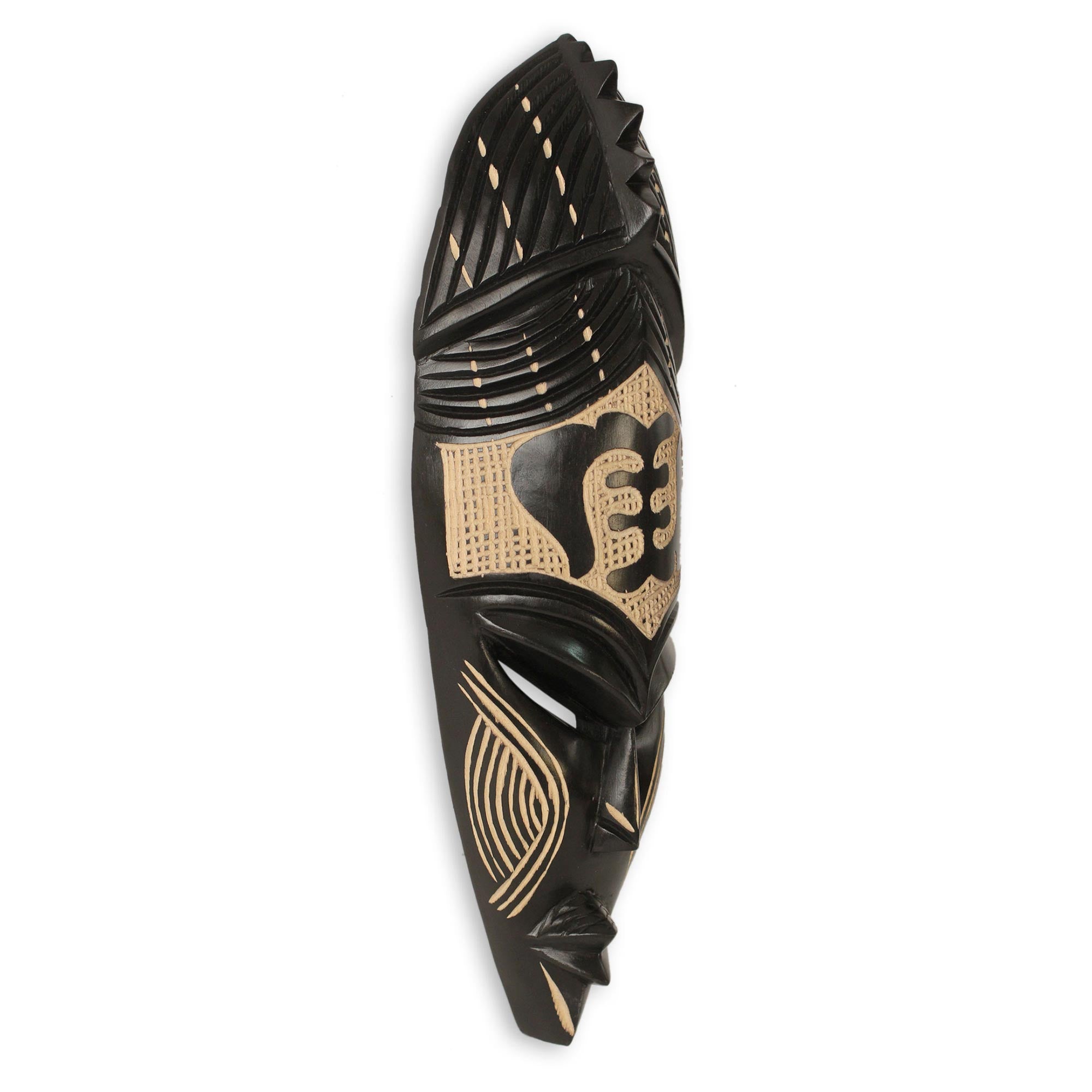 Premium Gye Nyame II Hand-Carved Wood Wall Art Mask