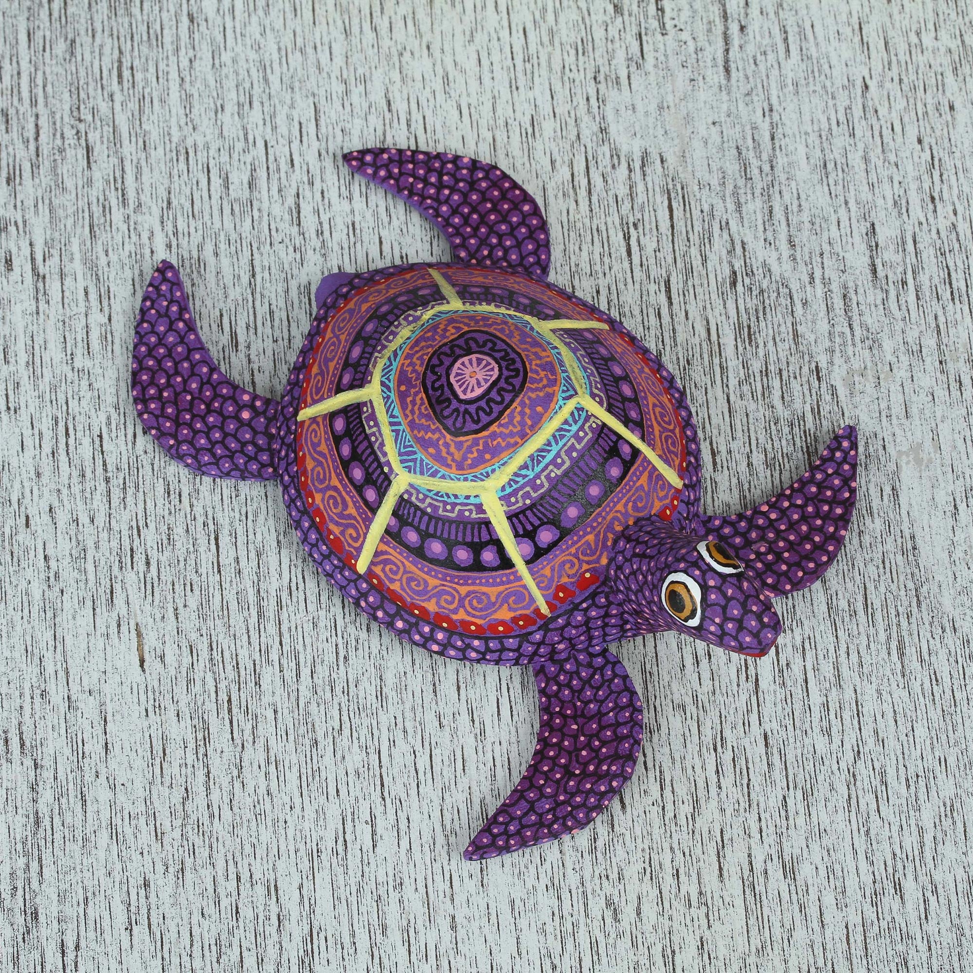 Premium Handcrafted Copal Wood Alebrije Turtle Figurine - Vibrant Artisan Design