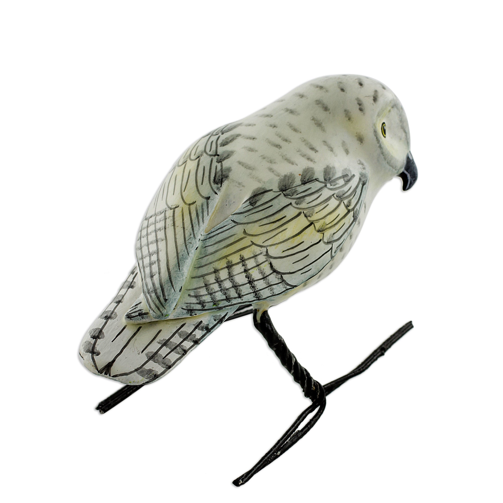 Premium Hand-Painted Snowy Owl Ceramic Figurine – Unique Guatemalan Artisan Craft