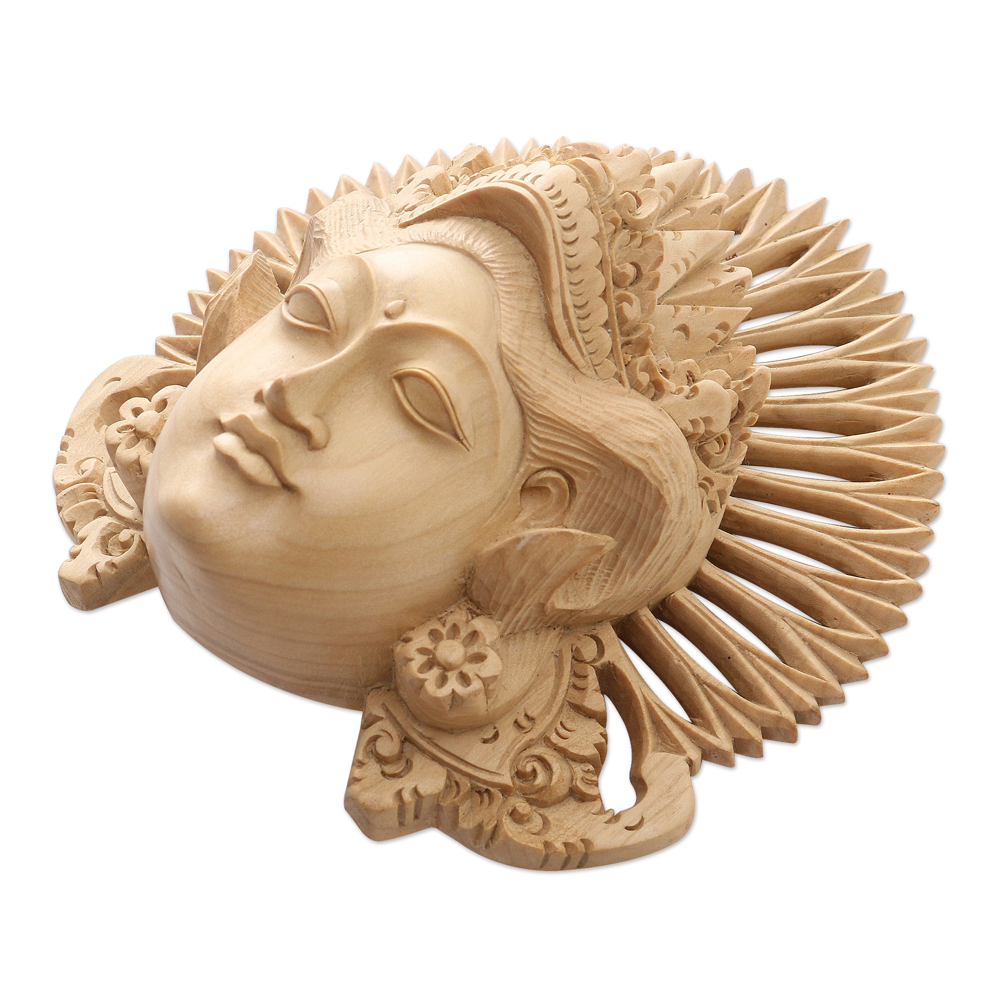 Premium Hand-Carved Janger Dancer Wood Mask from Bali