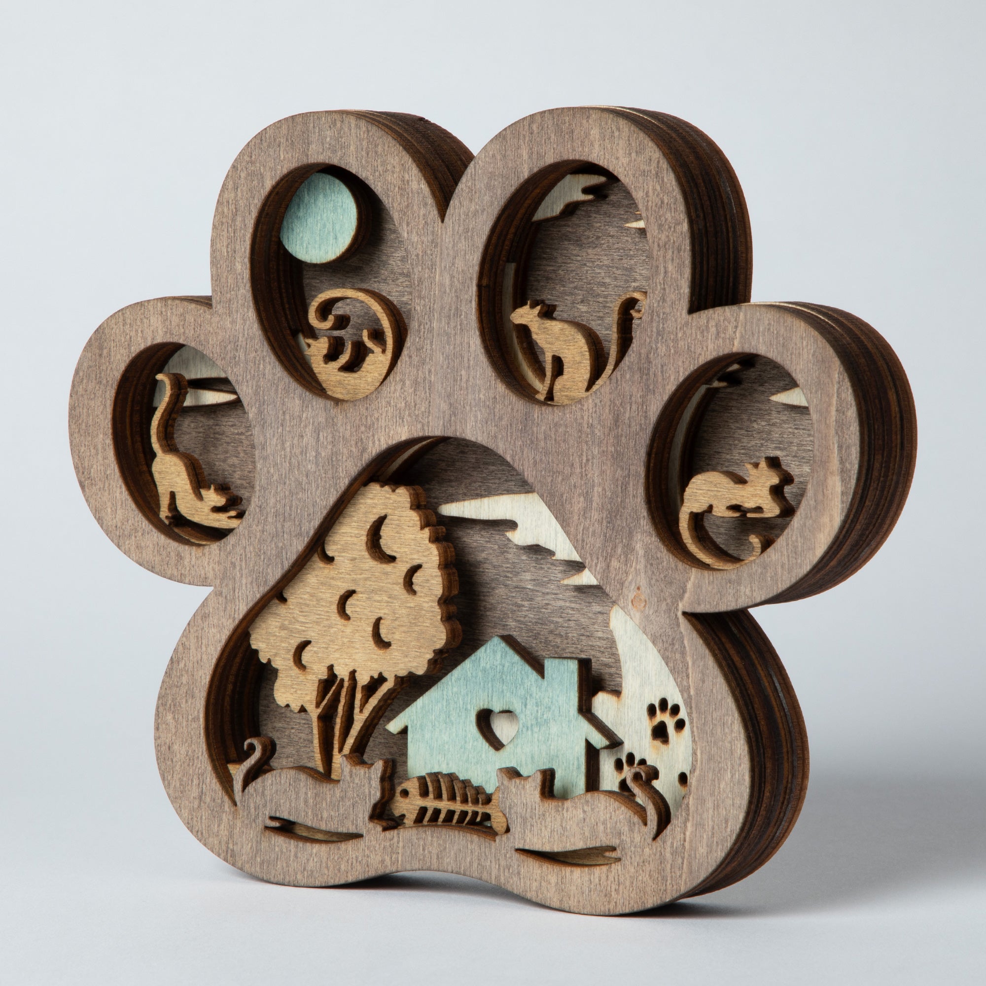 Premium Baltic Basswood Paw Print Shelf Decor - Ultimate Pet Lover's Collection