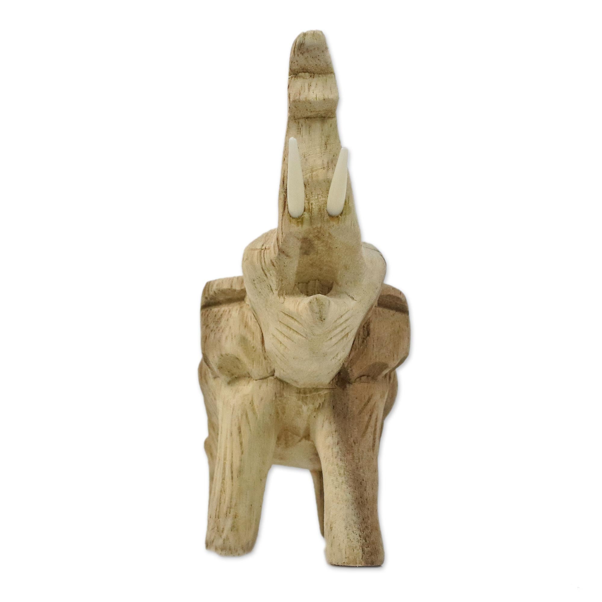 Premium Handcrafted Brown Wood Elephant Sculpture - Symbol of Strength