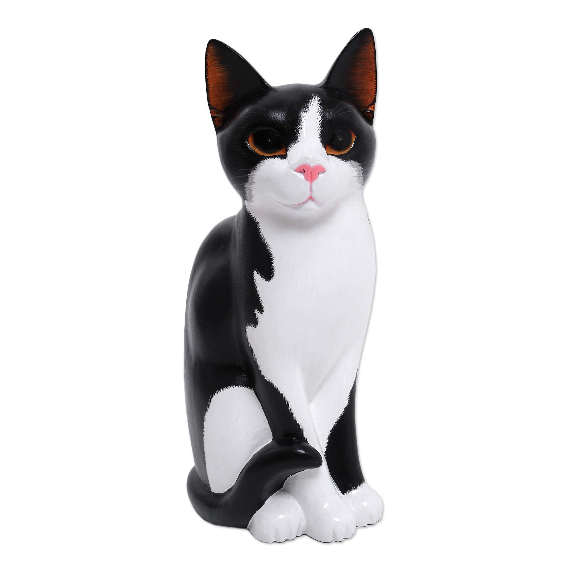 Premium Handcrafted Albesia Wood Cat Sculpture by Nengah Sudarsana