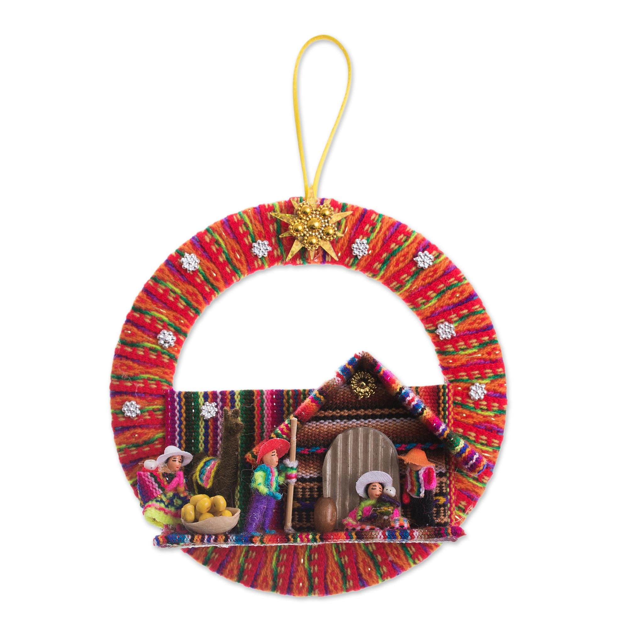 Premium Handcrafted Andes Nativity Ornament - Unique Peruvian Fabric Art