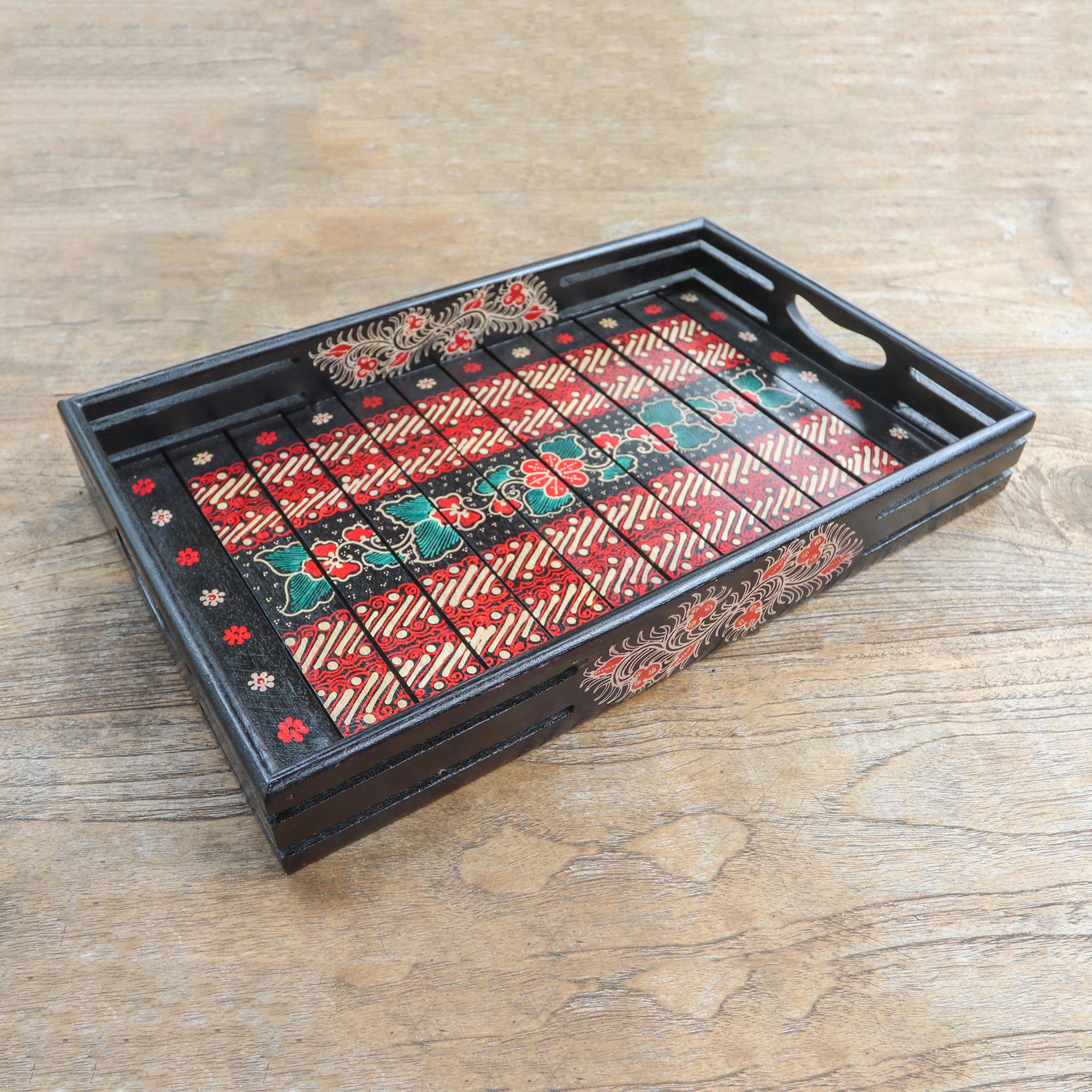 Premium Handmade Kawung Batik Decorative Tray by Balinese Artisan