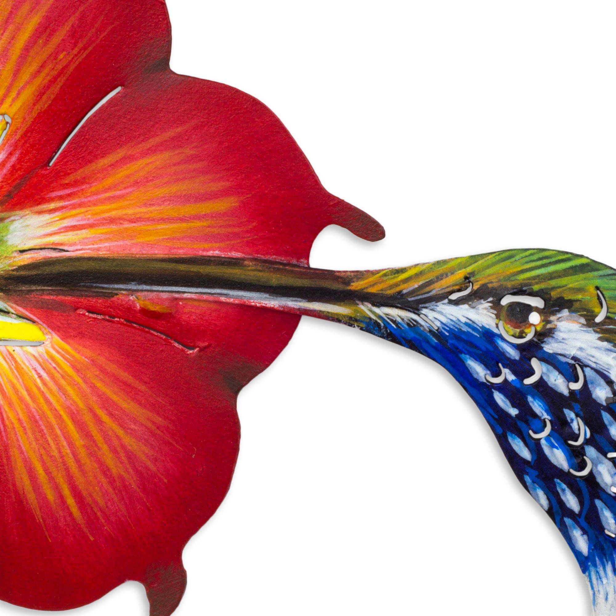 Premium Handcrafted Hummingbird & Hibiscus Steel Wall Art