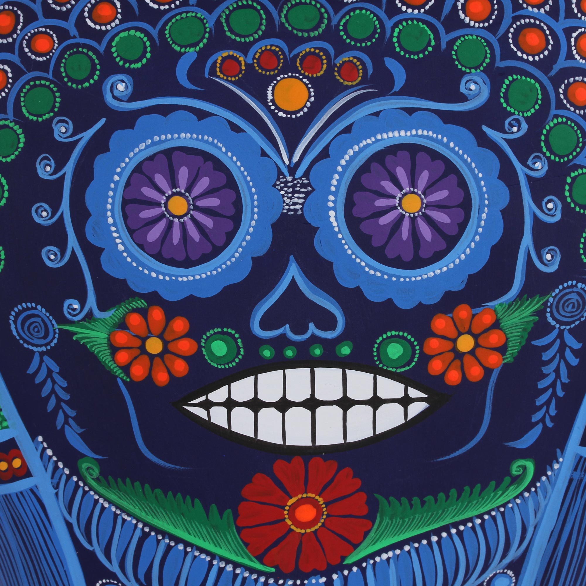 Premium Hand-Painted Ceramic Owl Wall Art - Day of the Dead Inspired