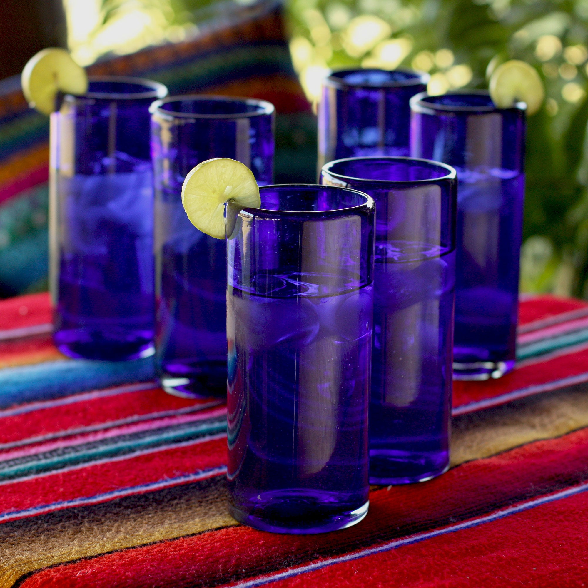 Premium Cobalt Blue Handblown Glass Cocktail Glasses - Set of 6