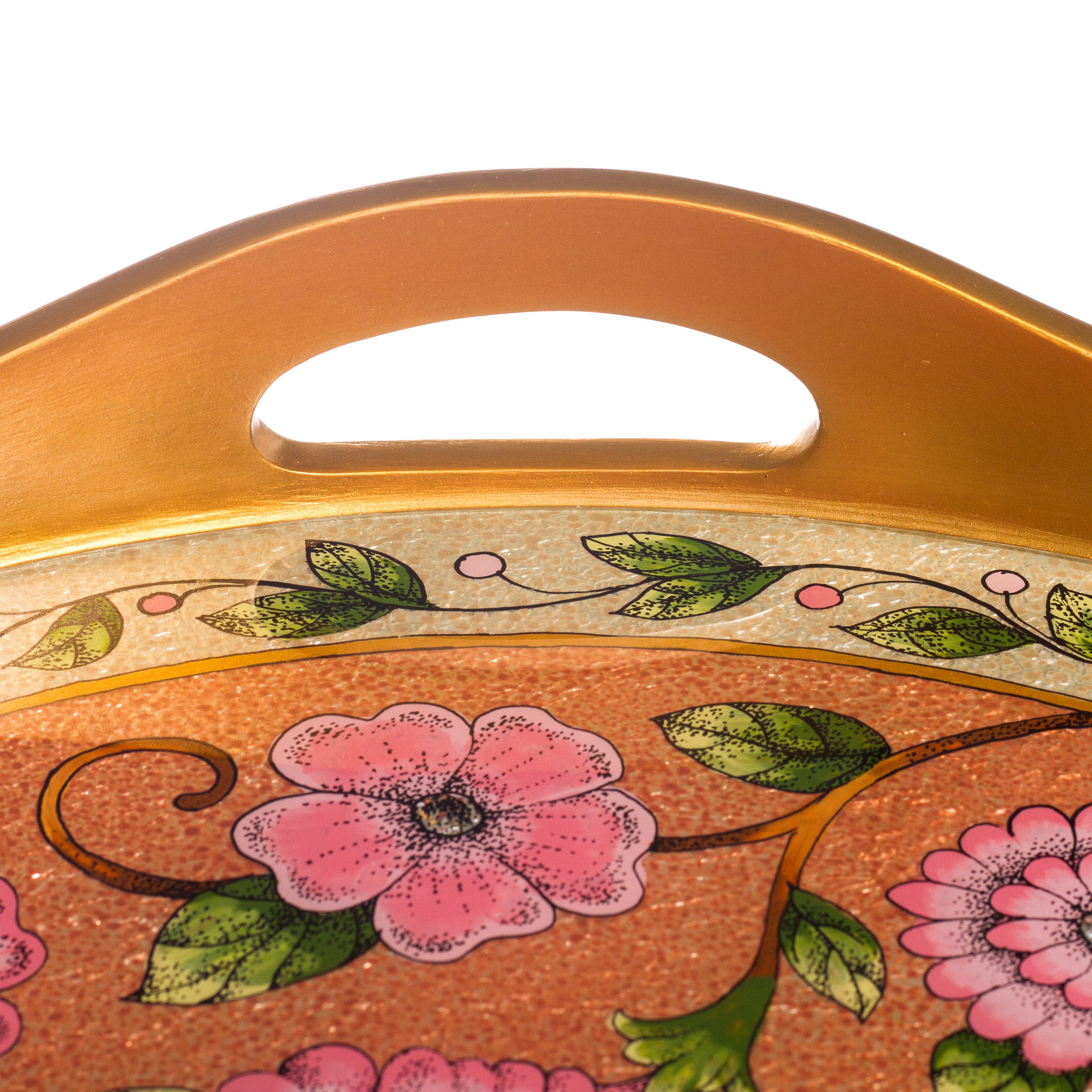 Premium Reverse-Painted Glass Tray with Highland Hummingbird Motif
