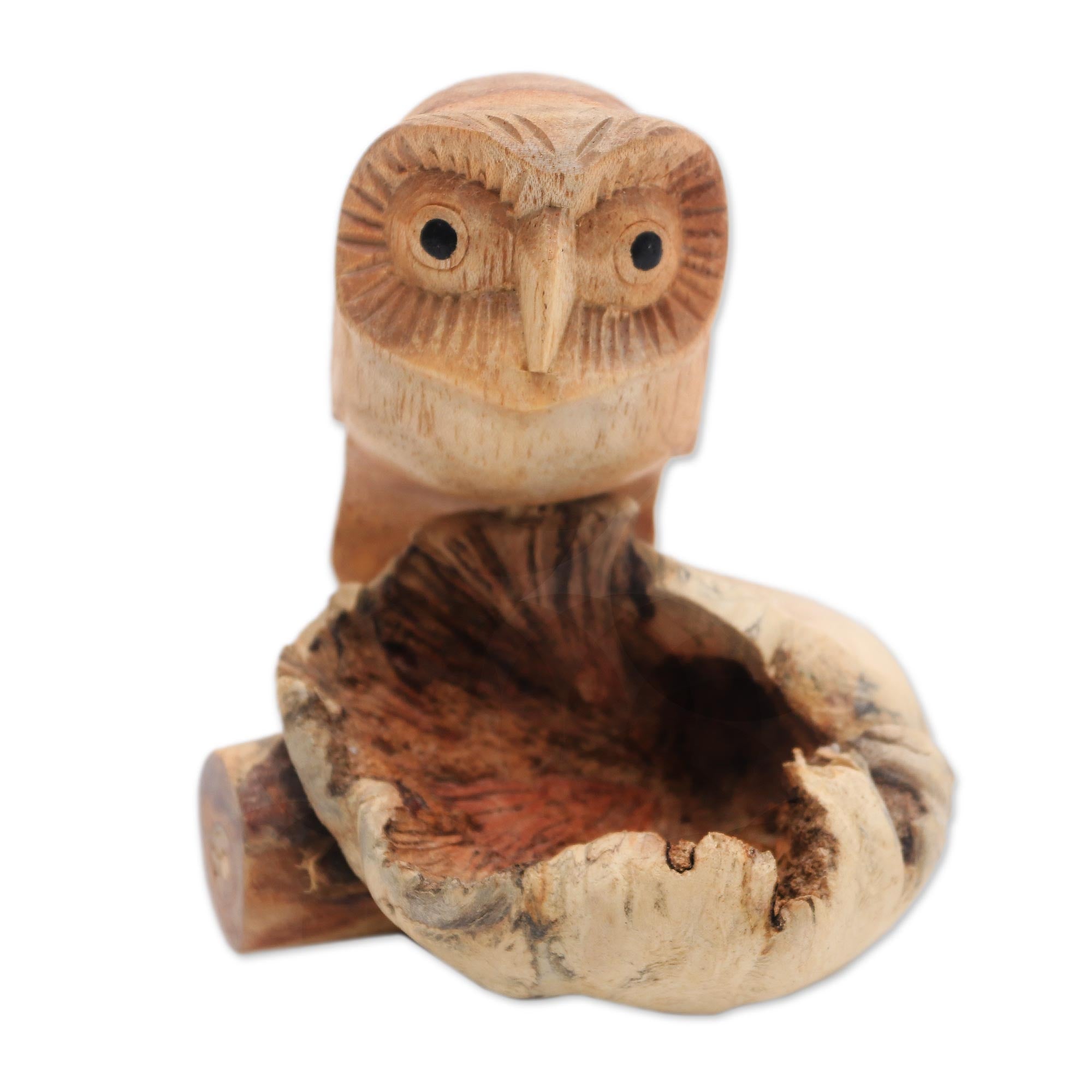 Premium Hand-Carved Lone Owl Figurine - Eco-Friendly Bali Decor