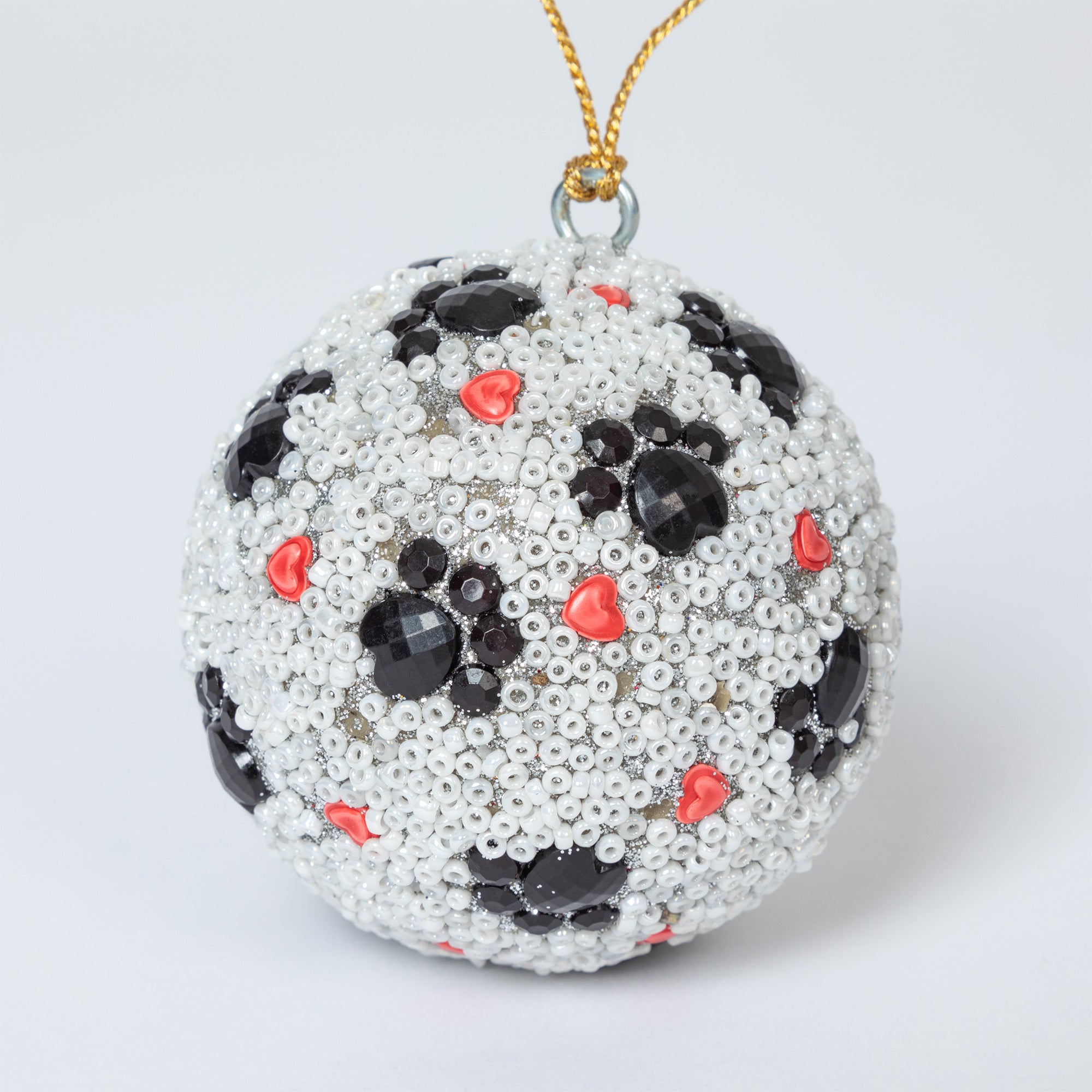 Premium Beaded Glass Paws & Hearts Ornament - Handmade Holiday Decor