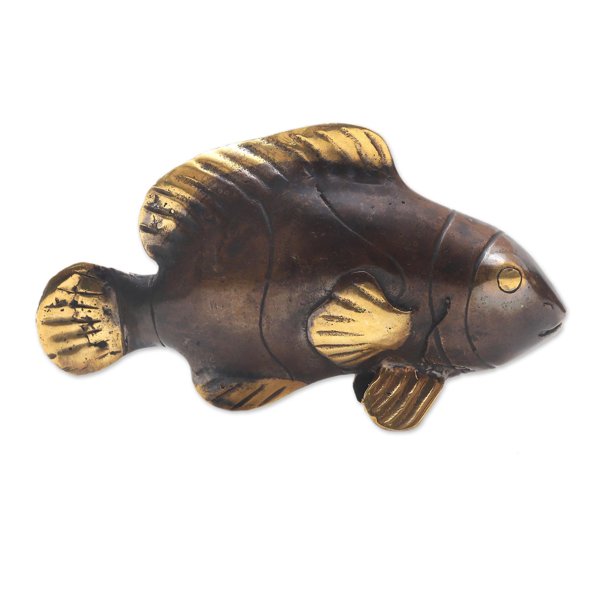Premium Antique Clownfish Bronze Sculpture - Handcrafted Balinese Art