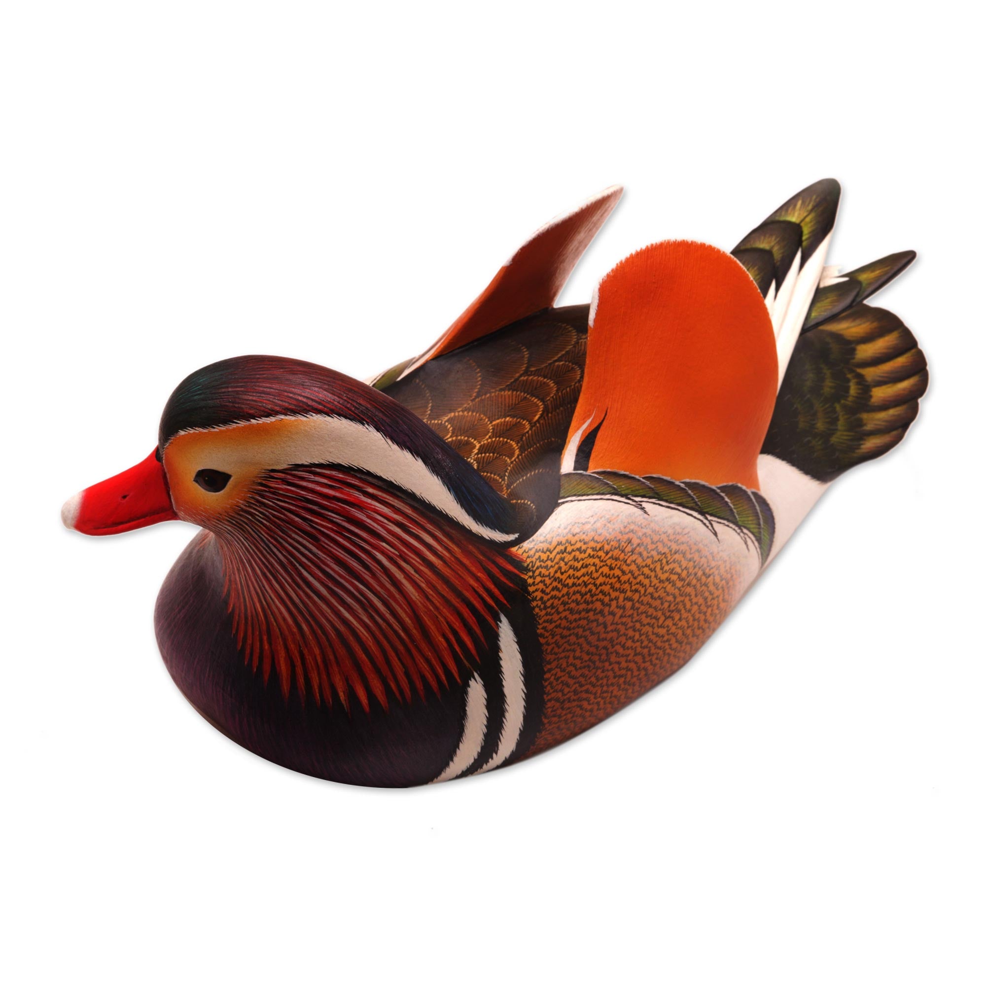 Premium Hand-Carved Mandarin Duck Wood Sculpture | Ultimate Home Decor