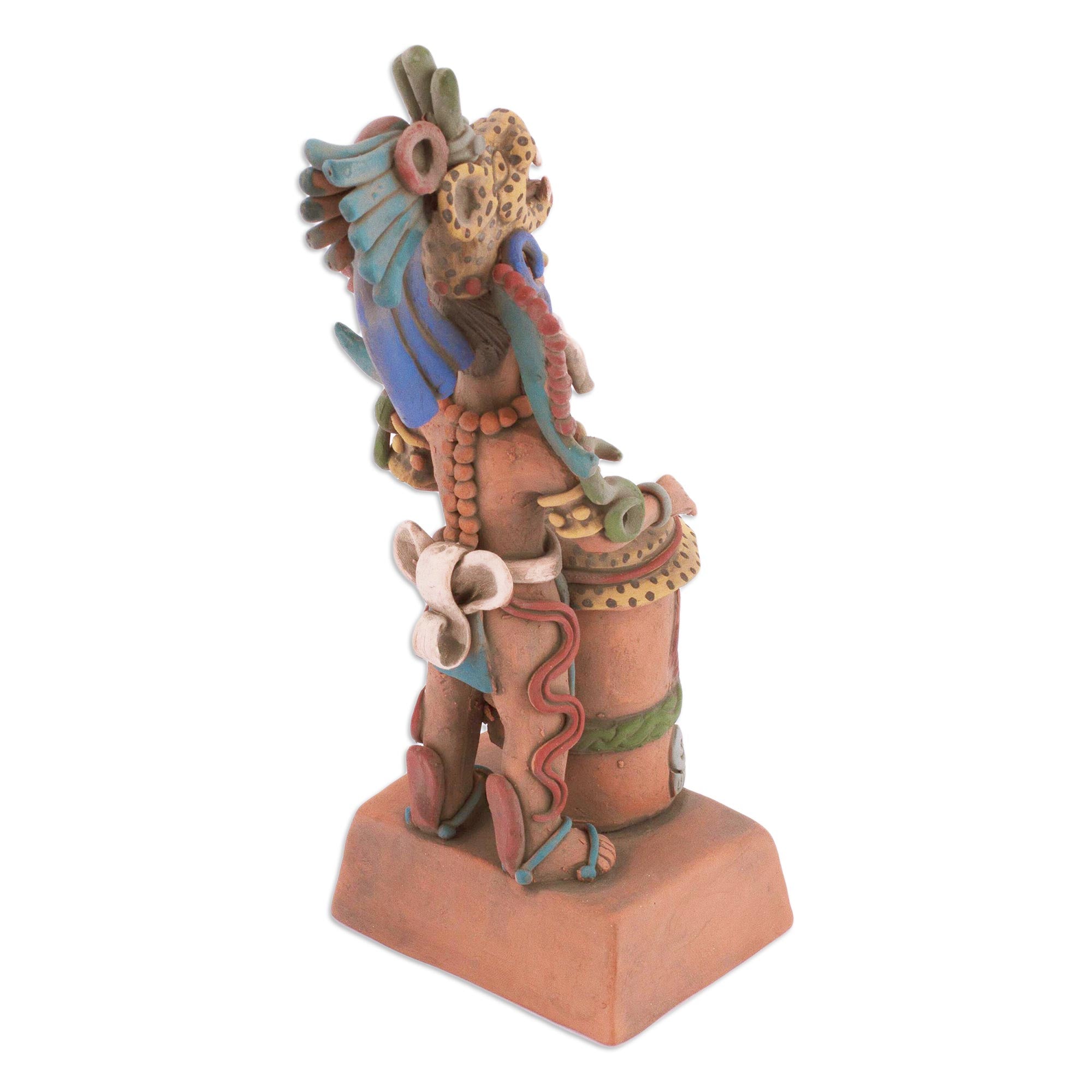 Premium Aztec Jaguar Warrior & Huehuetl Drum Sculpture - Ultimate Museum Replica