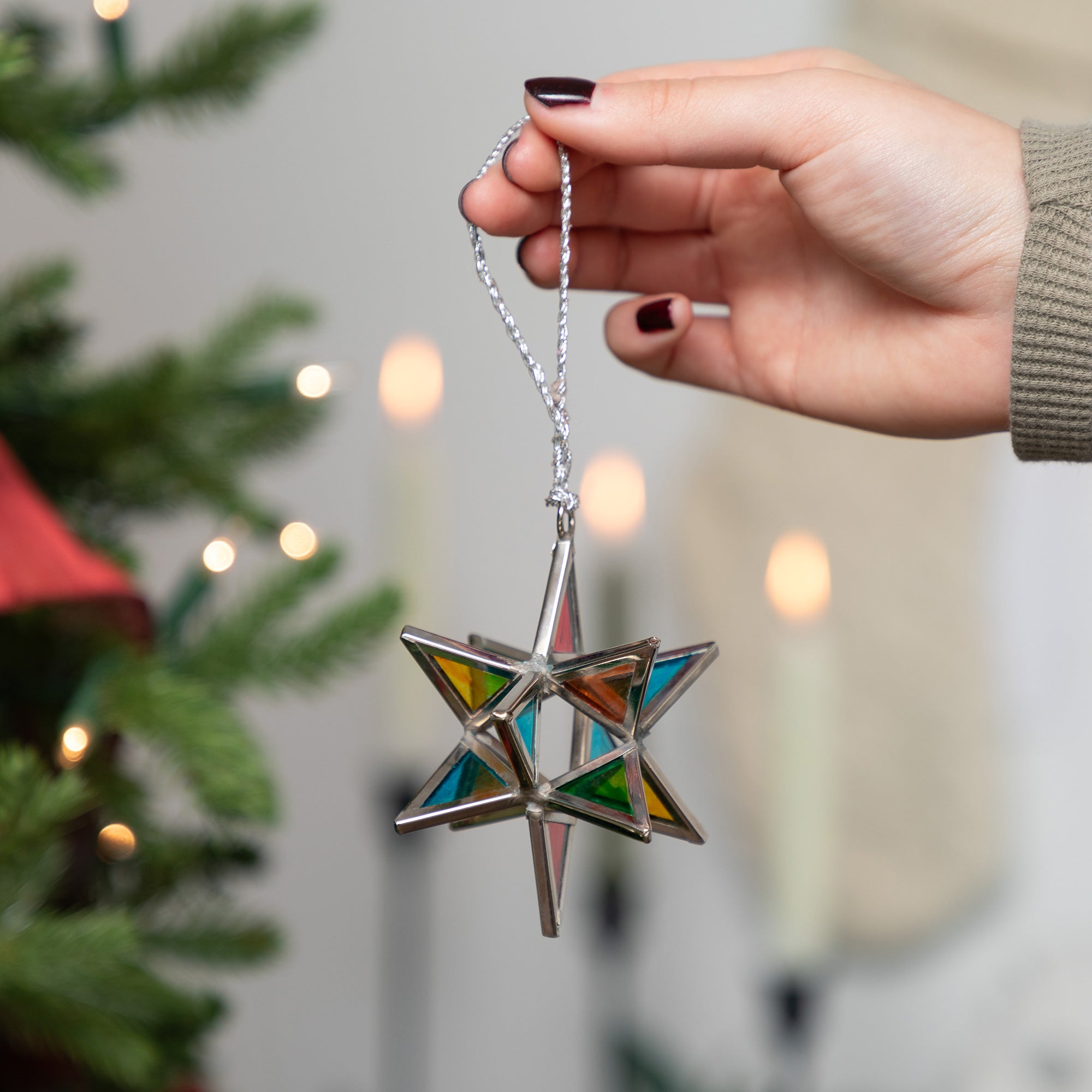 Premium Handcrafted Moravian Star Ornament | Fair Trade Stained Glass Decor