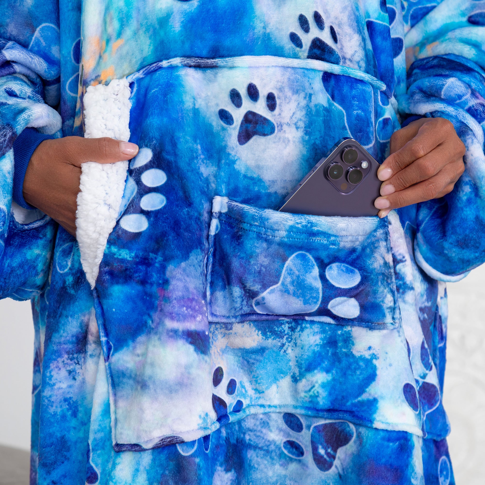 Ultimate Cozy™ Deluxe Paw Print Wearable Hoodie Blanket