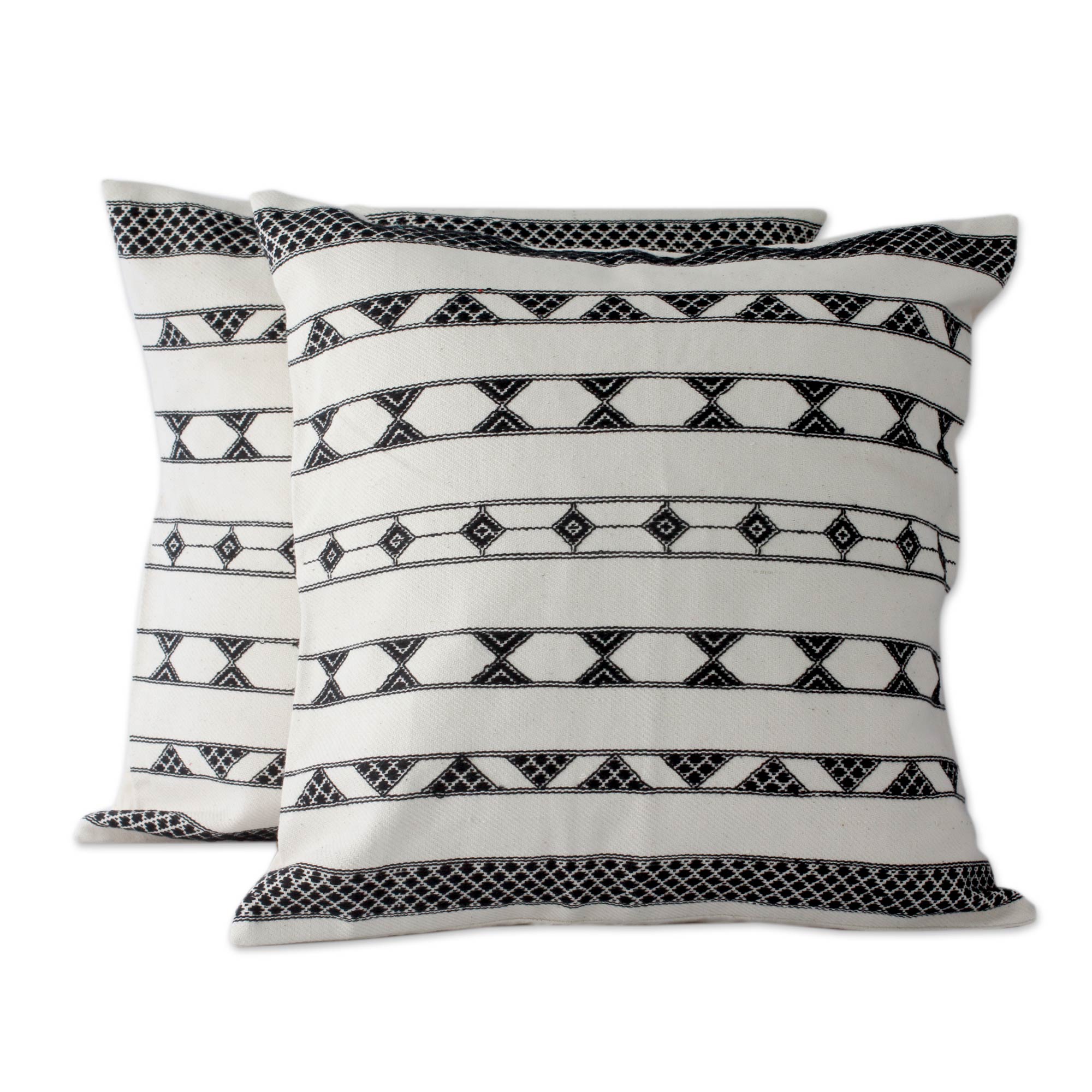 Premium Desert Geometry Handwoven Cotton Cushion Covers (Pair)