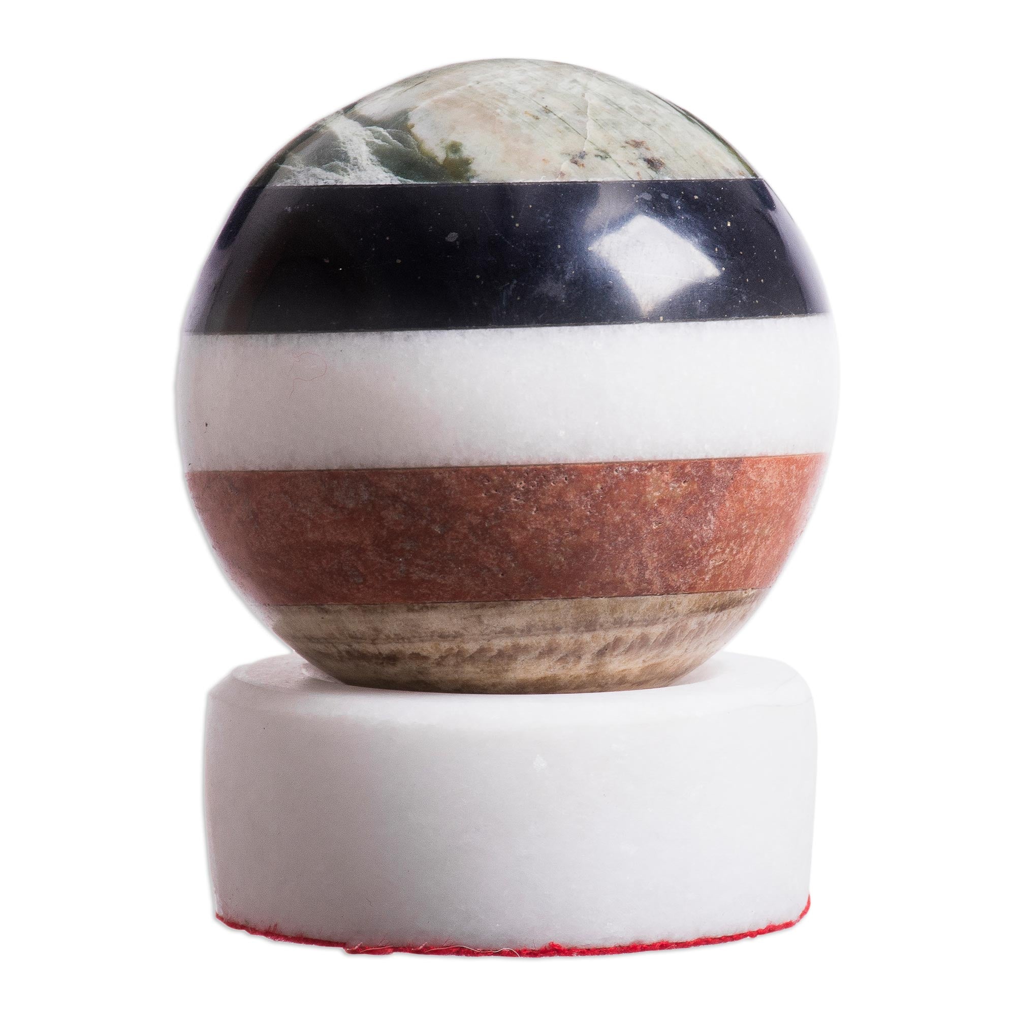 Premium Harmony Natural Gemstone Sphere Sculpture with Onyx Stand
